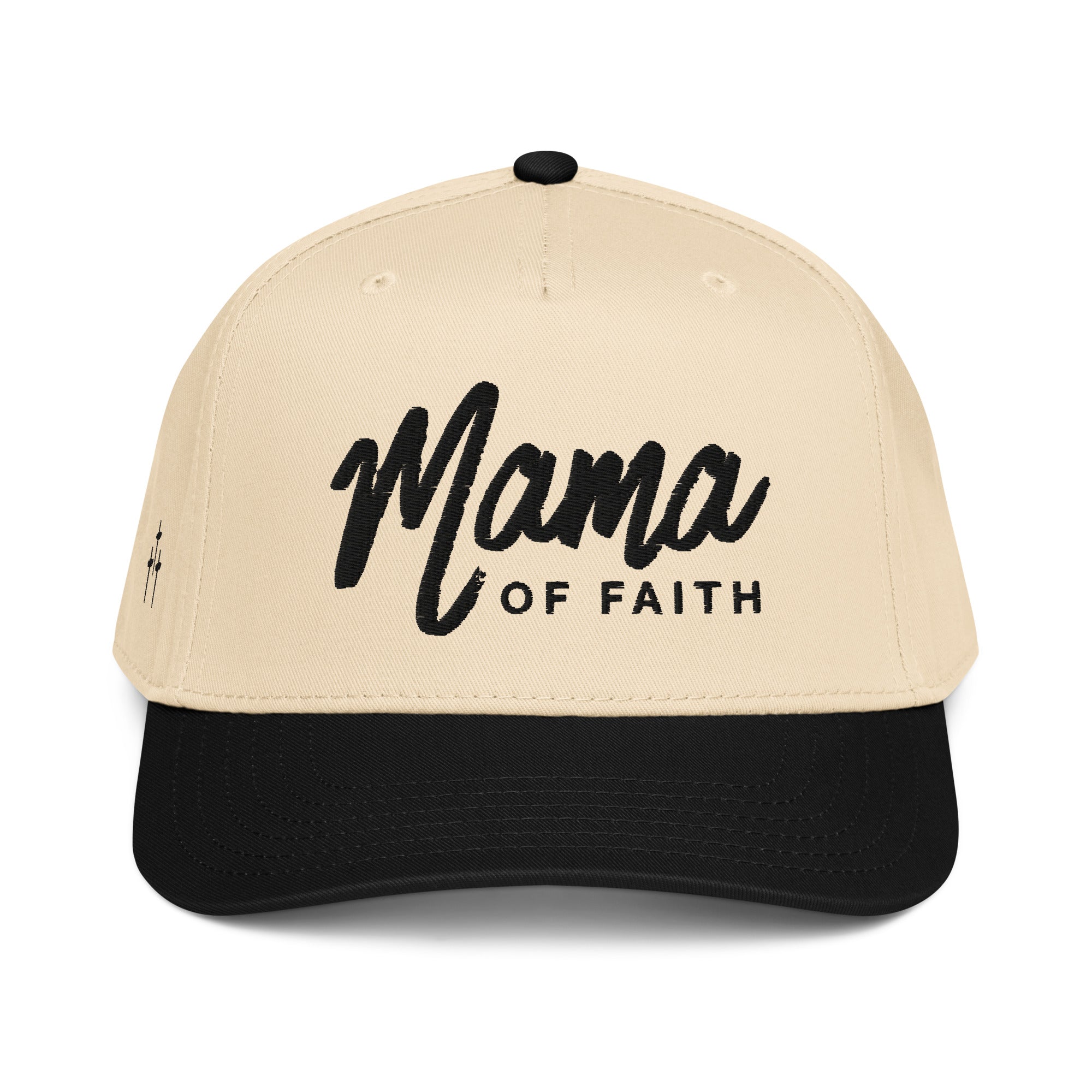 Mama of Faith 3D Baseball Cap | Black/Natural Mid-Profile Hat