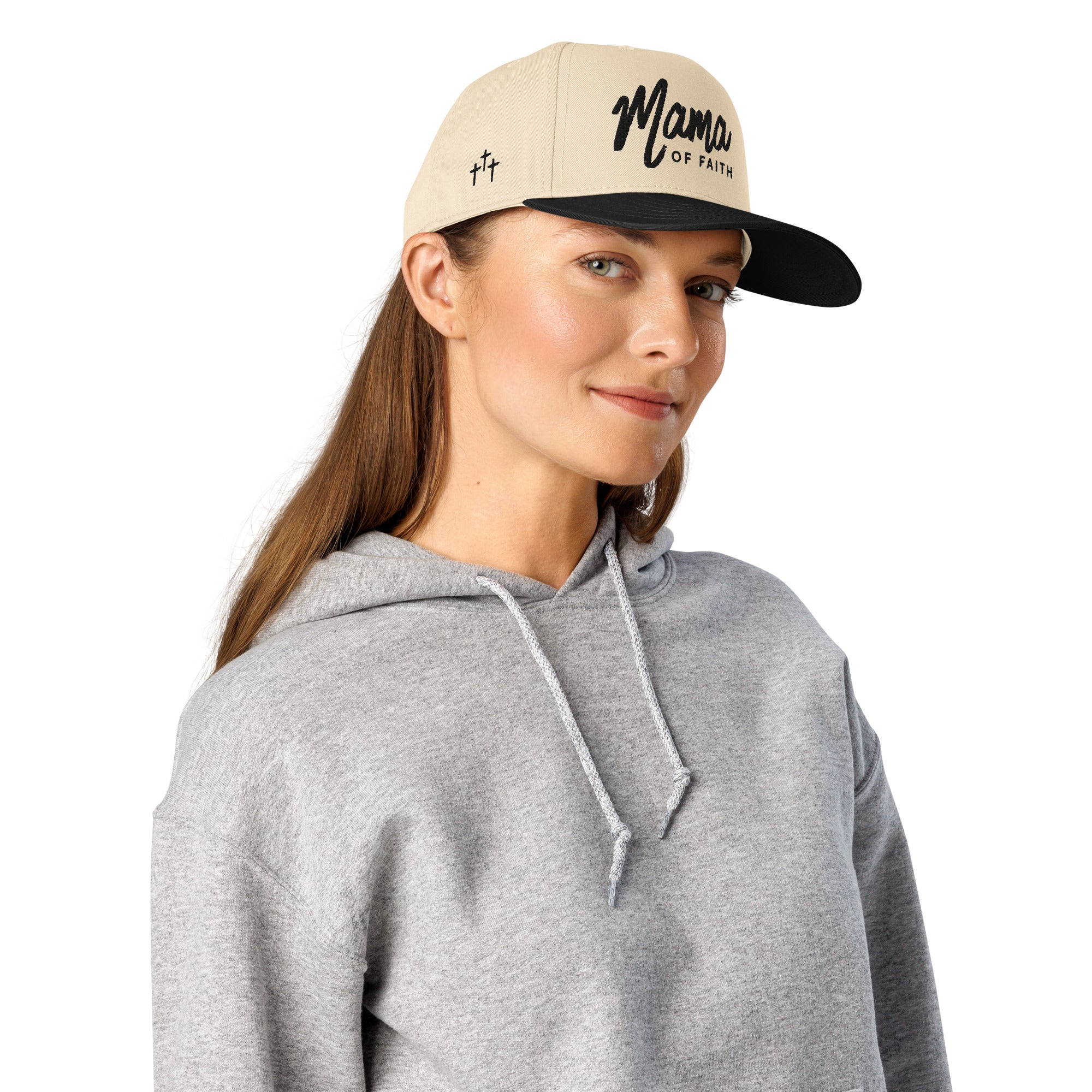 Mama of Faith 3D Baseball Cap | Black/Natural Mid-Profile Hat