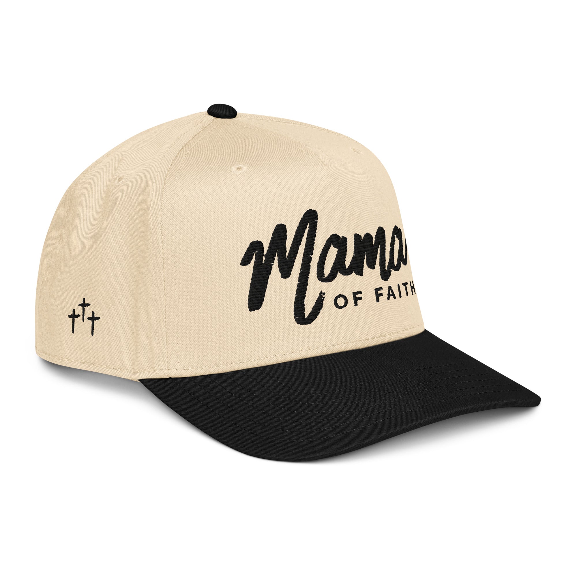 Mama of Faith 3D Baseball Cap | Black/Natural Mid-Profile Hat