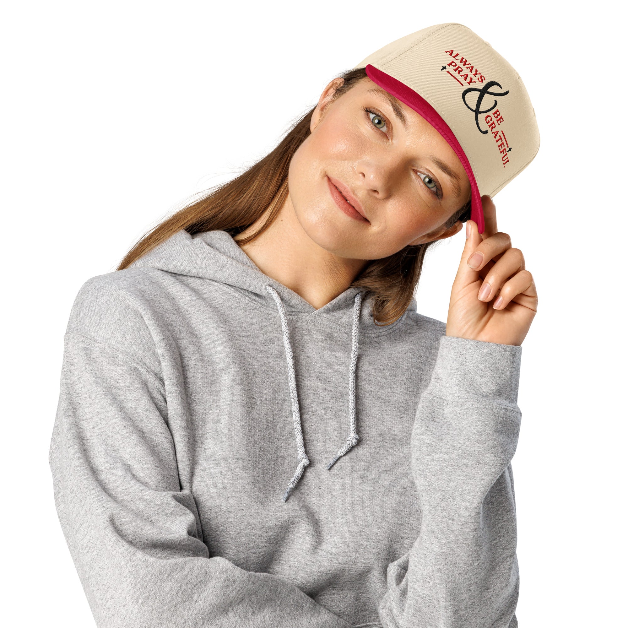 Always Pray & Be Grateful Cap | Natural/Red 5-Panel Hat
