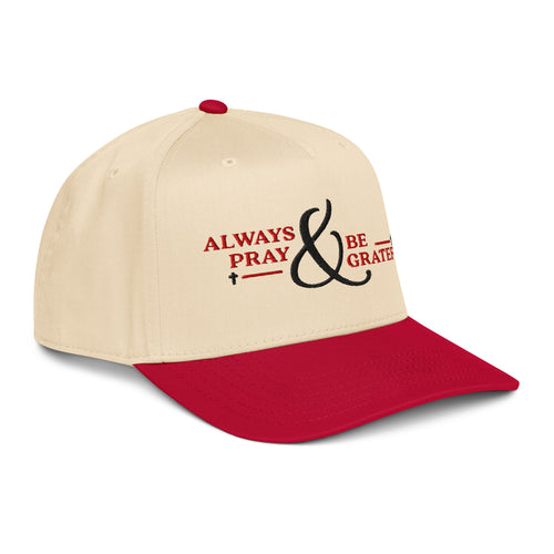 Always Pray & Be Grateful Cap | Natural/Red 5-Panel Hat