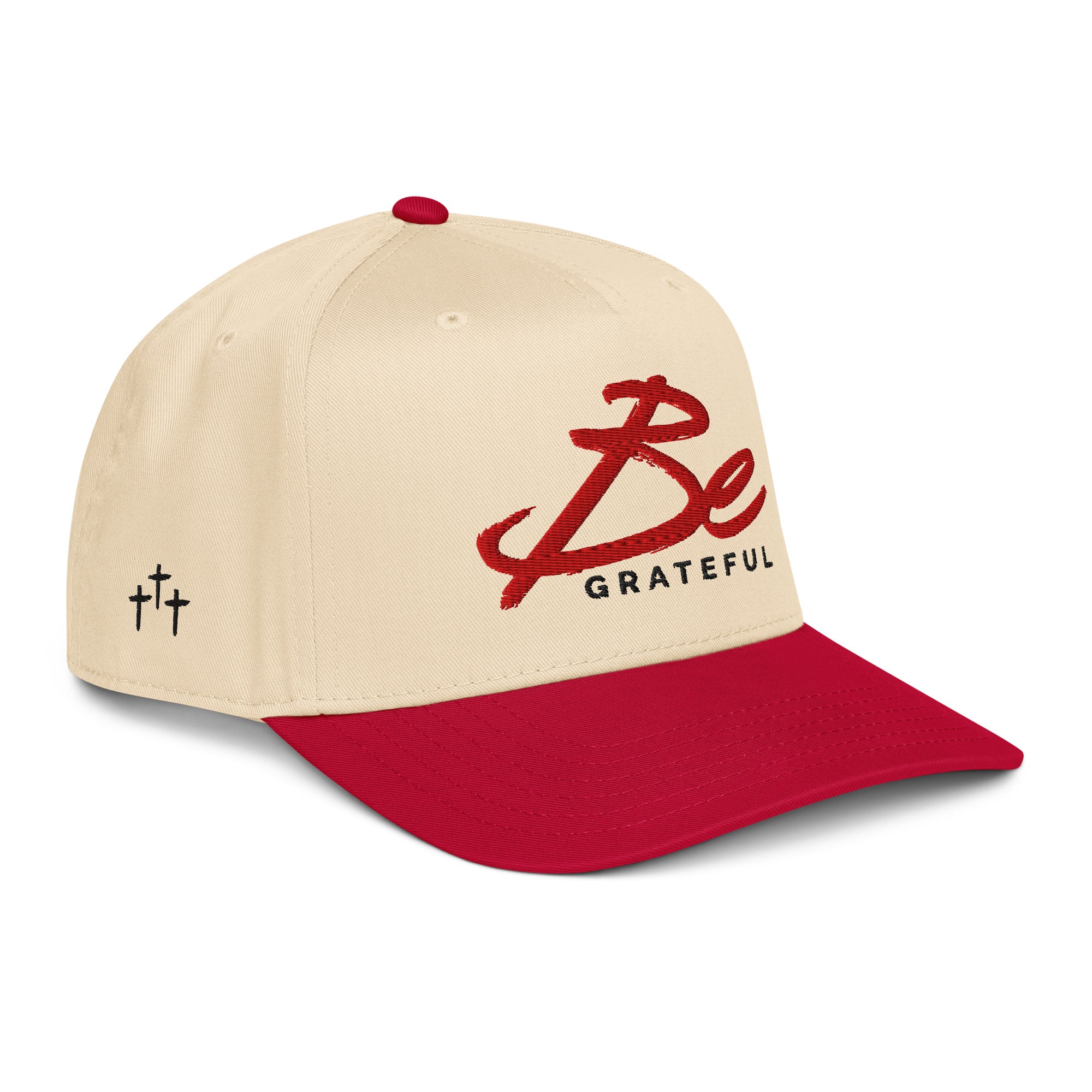 Be Grateful Baseball Cap | 5-Panel Hat with 3 Crosses Side Logo