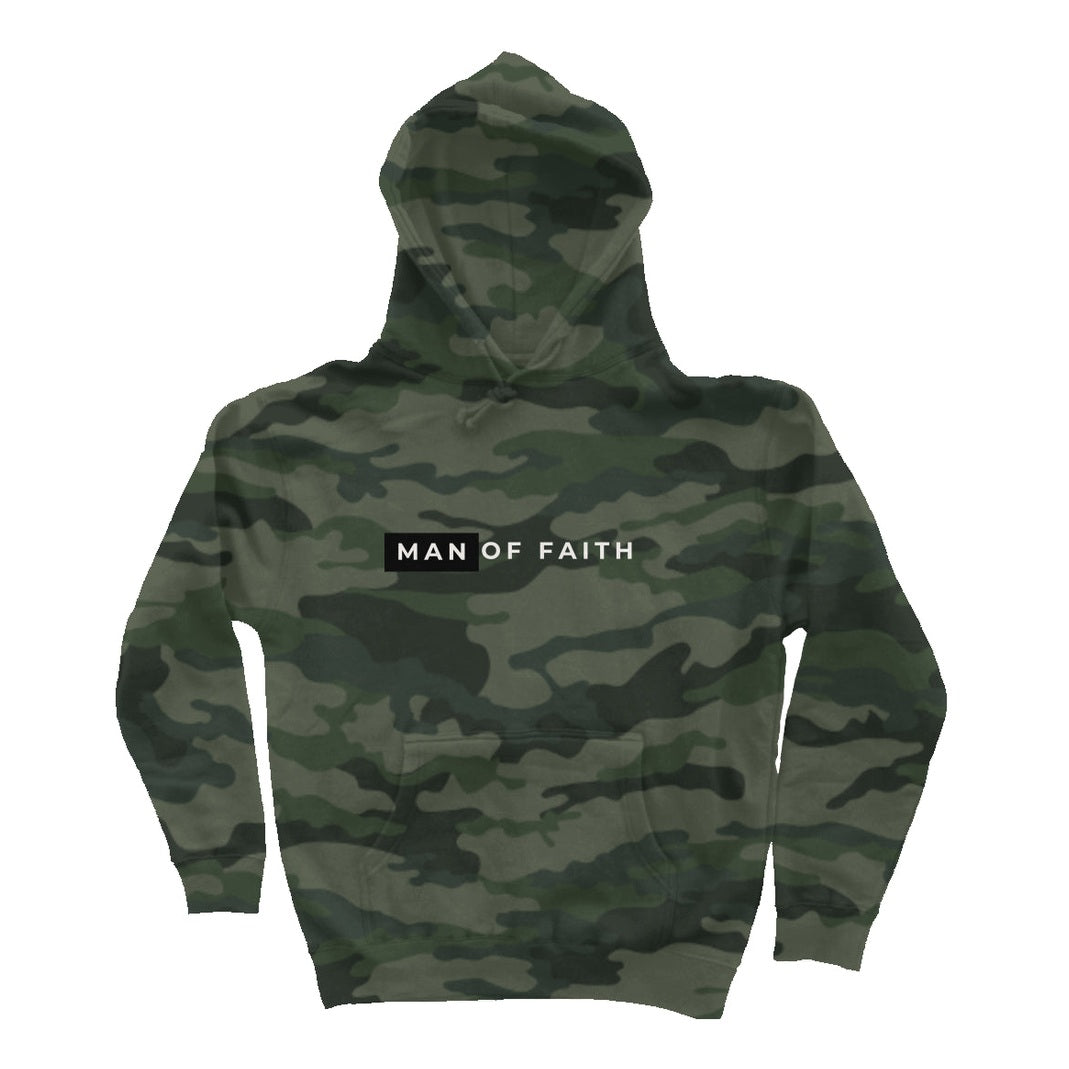 Men's Camo Heavyweight Hoodie - Man of Faith Print