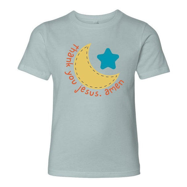 Youth Crew Neck T Shirt with Thank You Jesus Front Text Print Short Sleeve