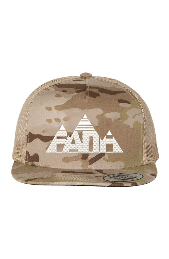 Faith Mountain Camo Trucker | 5-Panel Flat Bill Snapback