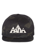 Faith Mountain Black Camo Snapback | Premium Flat Bill Hat