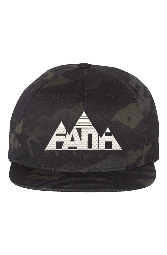 Faith Mountain Black Camo Snapback | Premium Flat Bill Hat