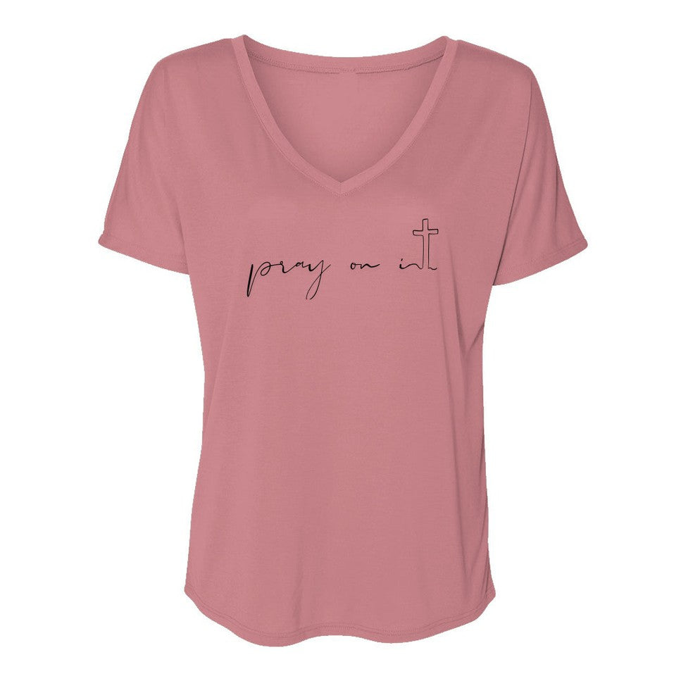 Women V Neck T Shirt with Front Text Print Short Sleeve