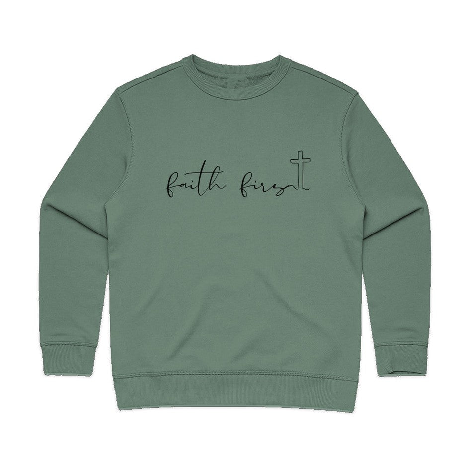 Women Crew Neck Sweatshirt with Front Text Print Long Sleeve