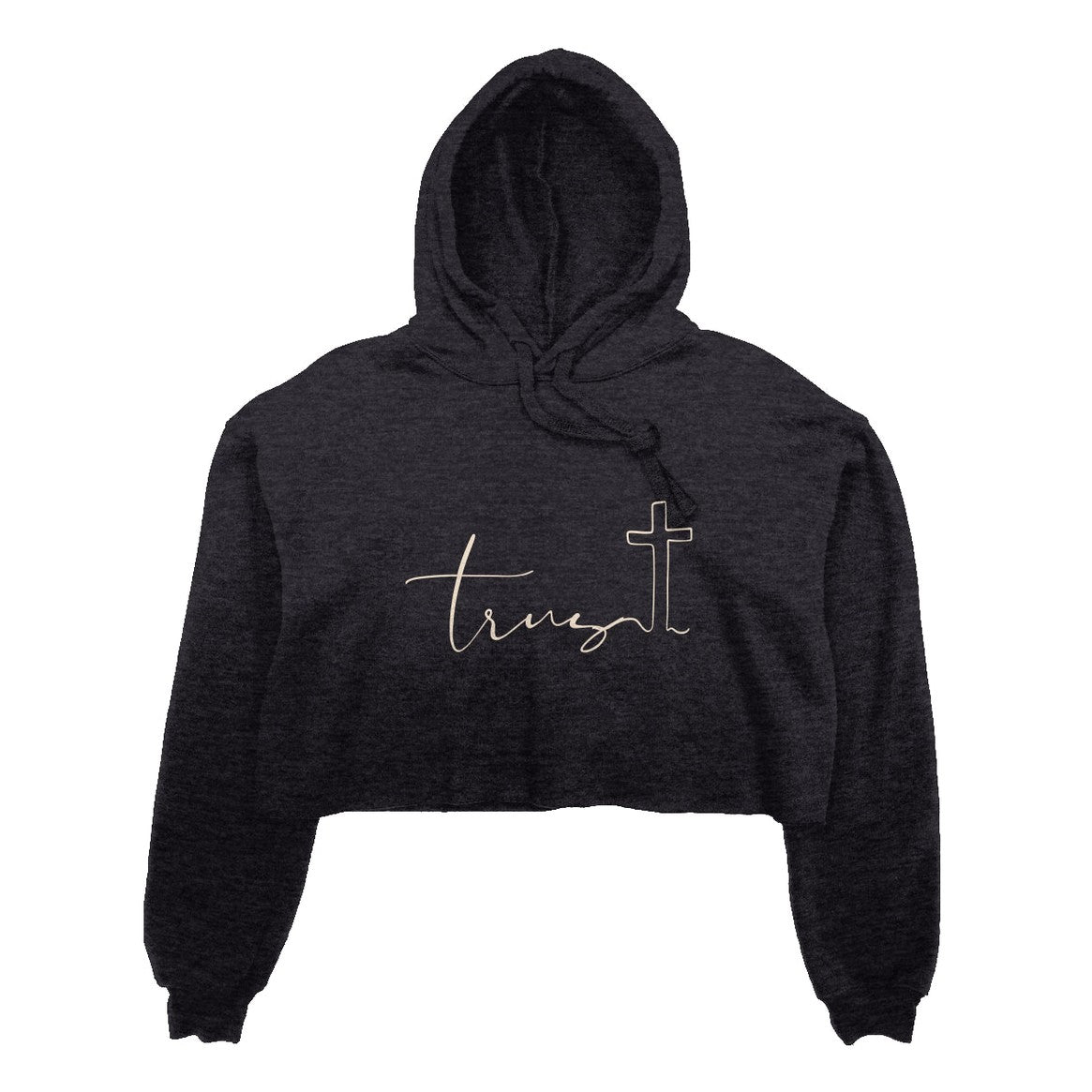 Women Cropped hoodie with Trust Front Text Print Long Sleeve