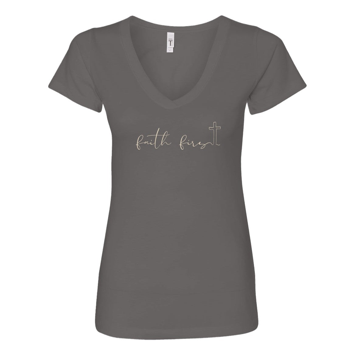 Women's Ideal V-Neck T-Shirt - Faith First Print