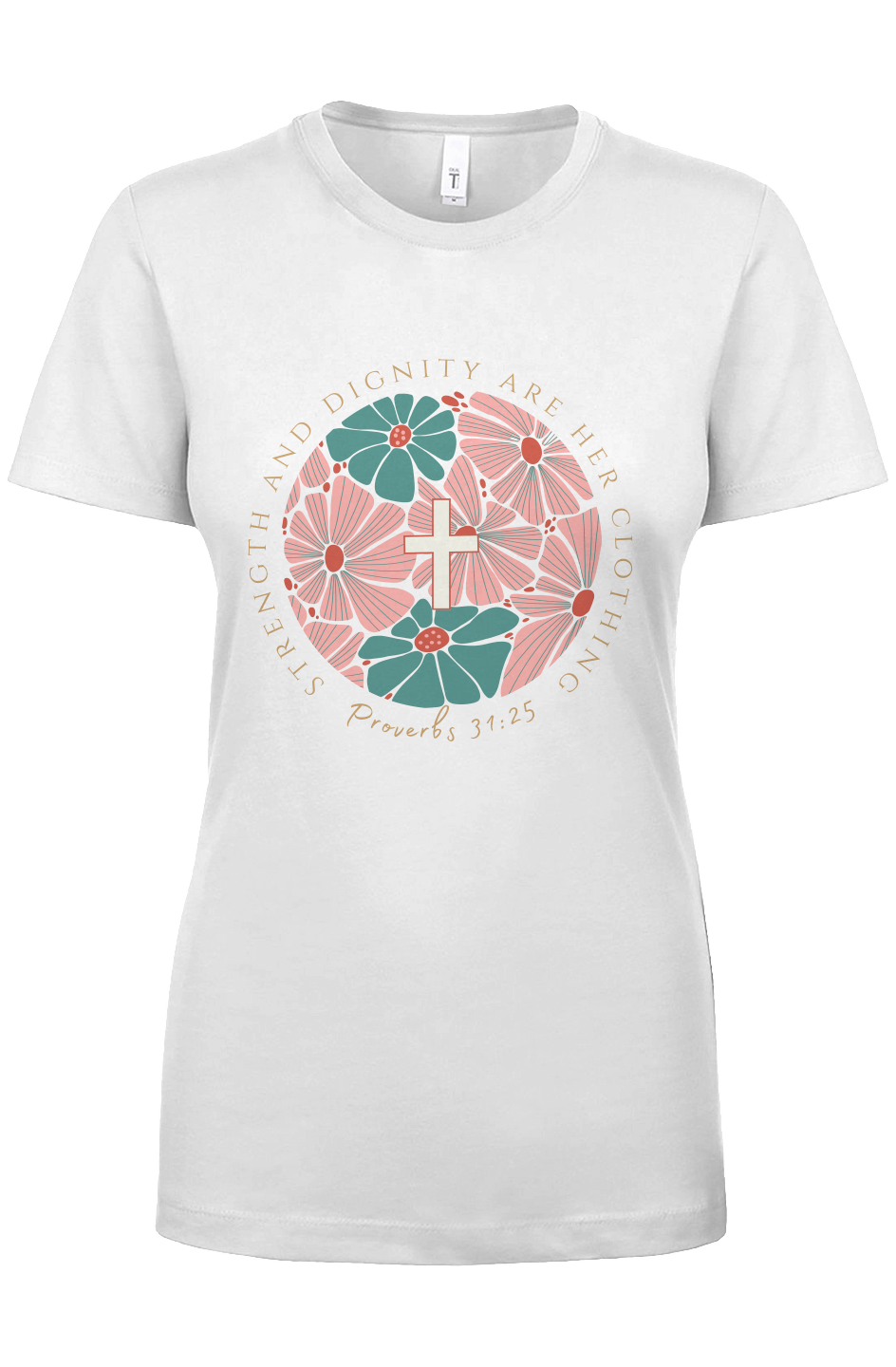 Women's Ideal Crew T-Shirt - Floral Proverbs Print