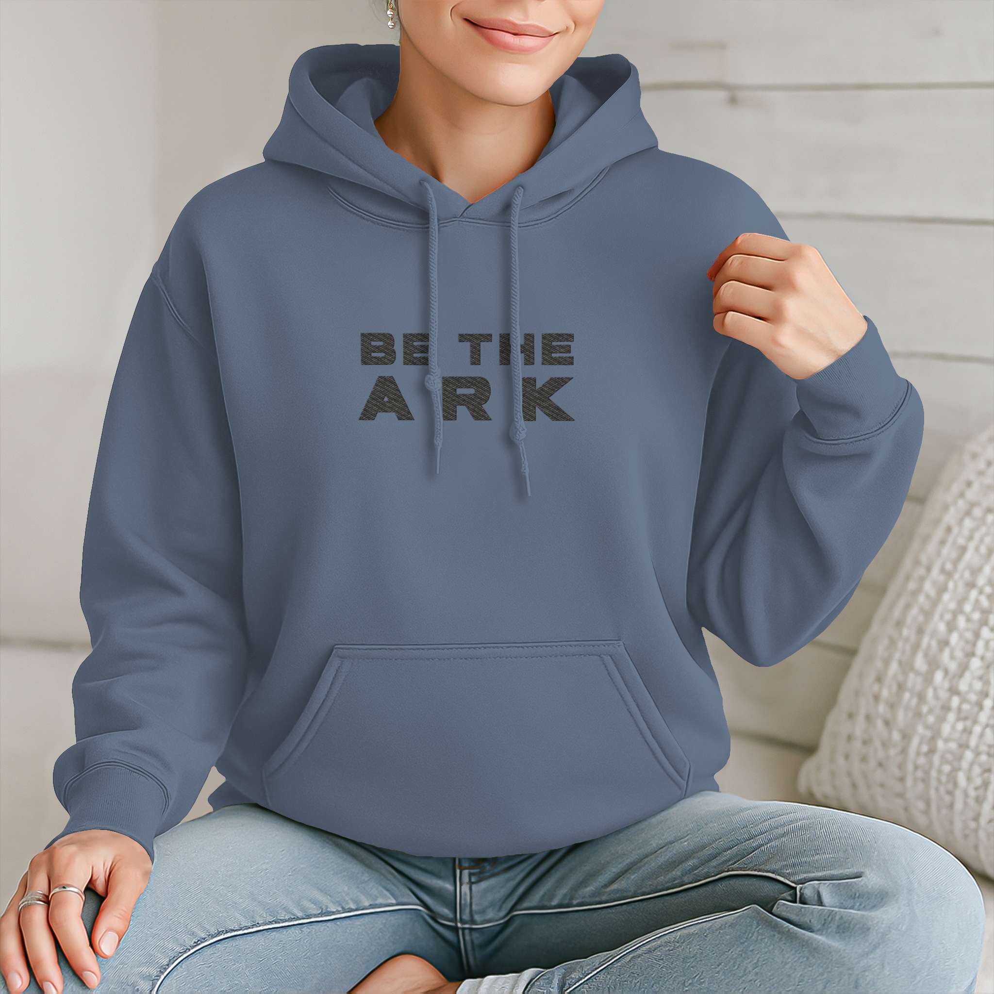 Men’s Pullover Hoodie with Be The Ark Front Embroidery