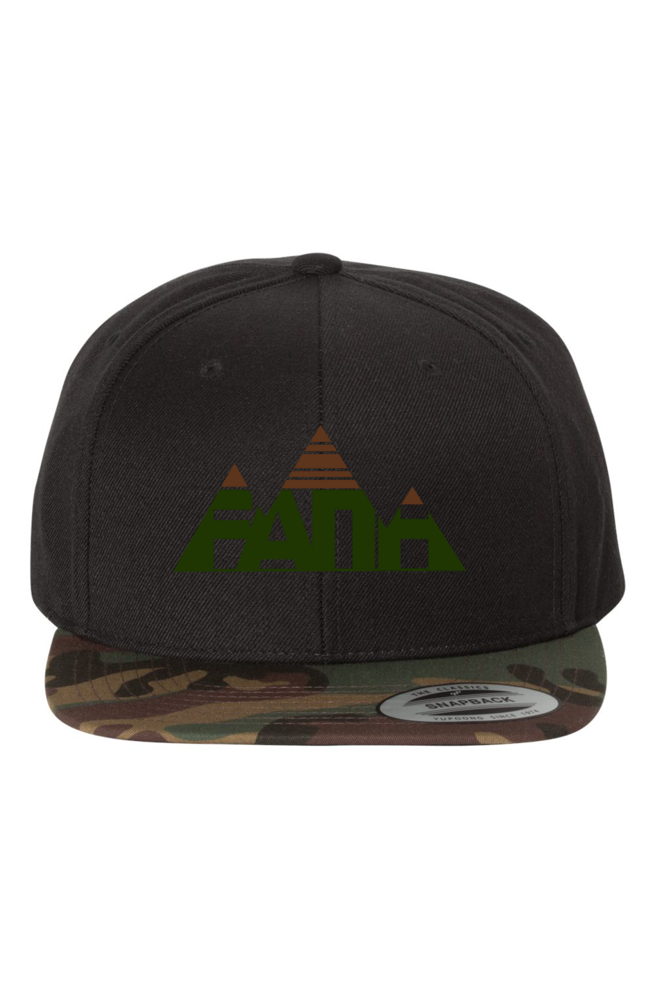 Faith Mountain Classic Snapback | Black Camo Flat Brim Hat
