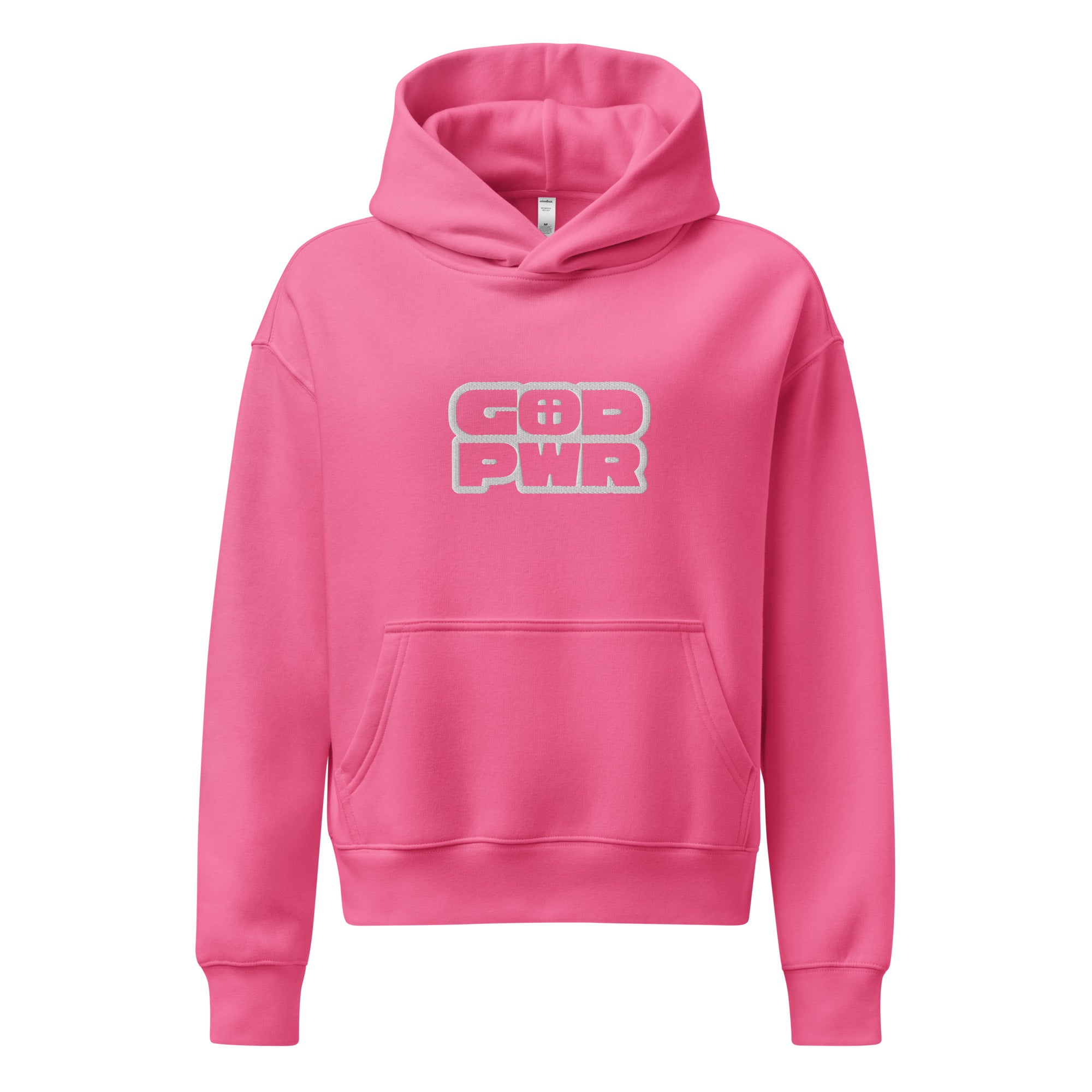 Women's Relaxed Pullover Hoodie - God PWR Embroidery - Various Colors Christian Faith Sweatshirt