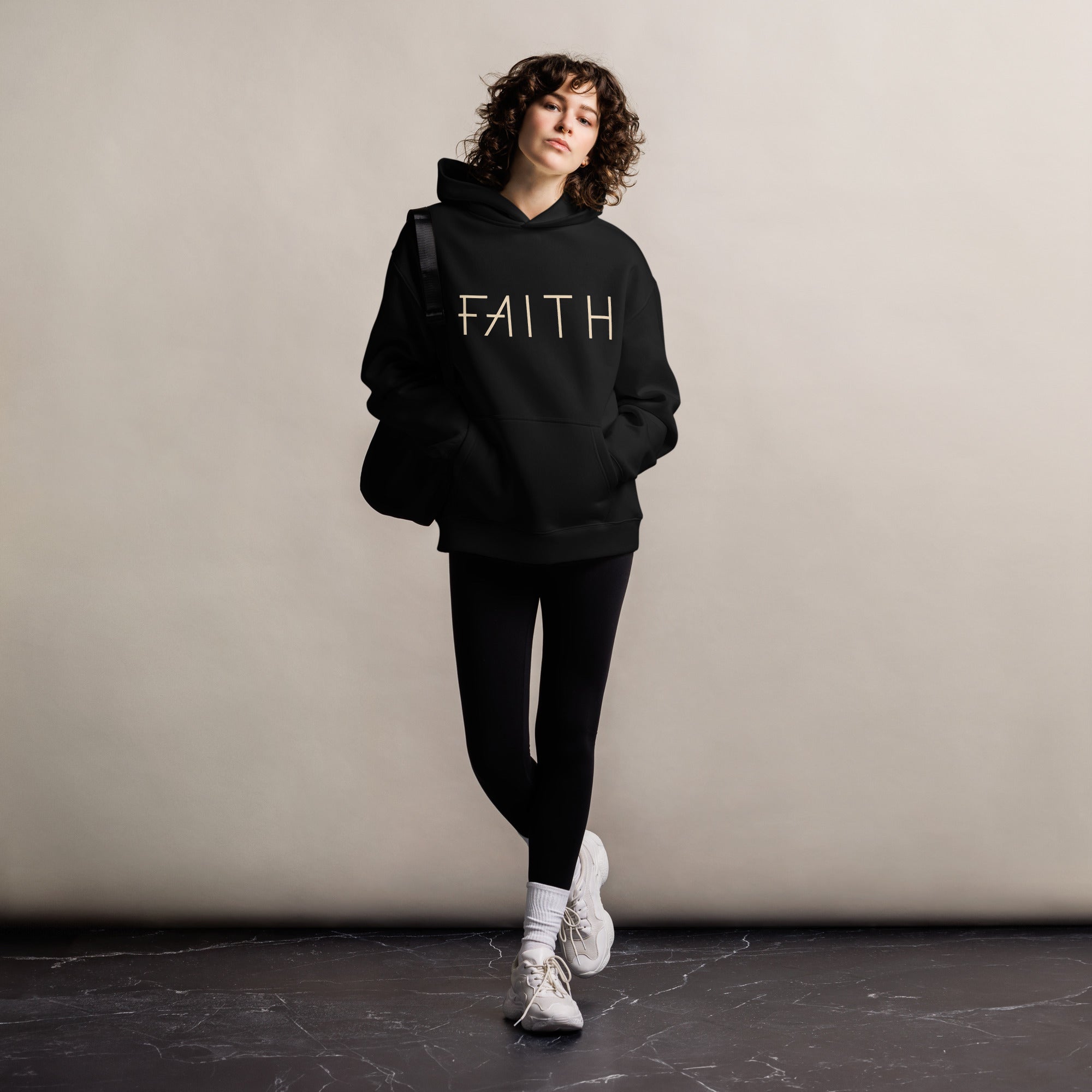 Women's Oversized Pullover Hoodie - Faith Front & Moves Mountains Matthew 17:20 Back Graphic - Various Colors Christian Faith Sweatshirt