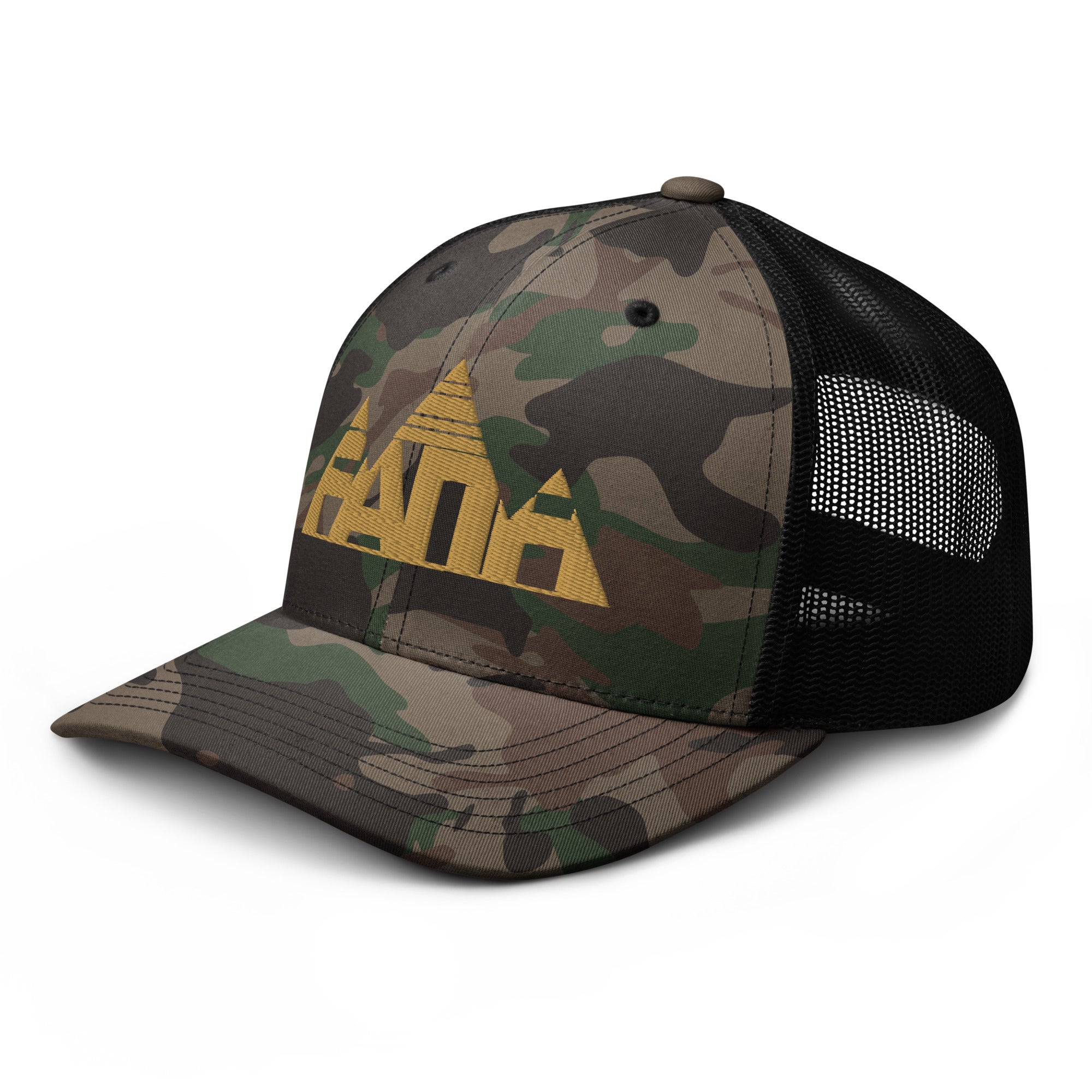 Faith Mountain Camo Trucker | Flat Embroidered Otto Cap