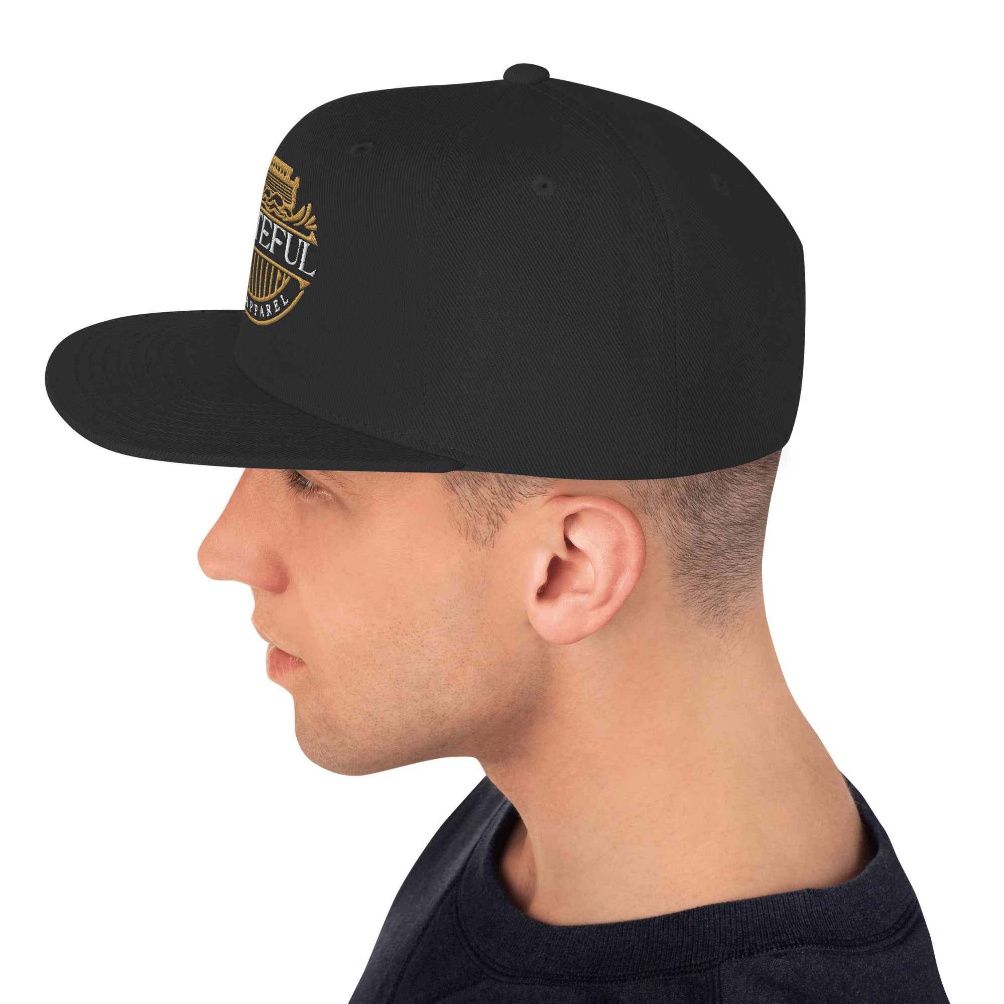 Grateful Ark Crest Snapback | Premium All Black Wool Blend