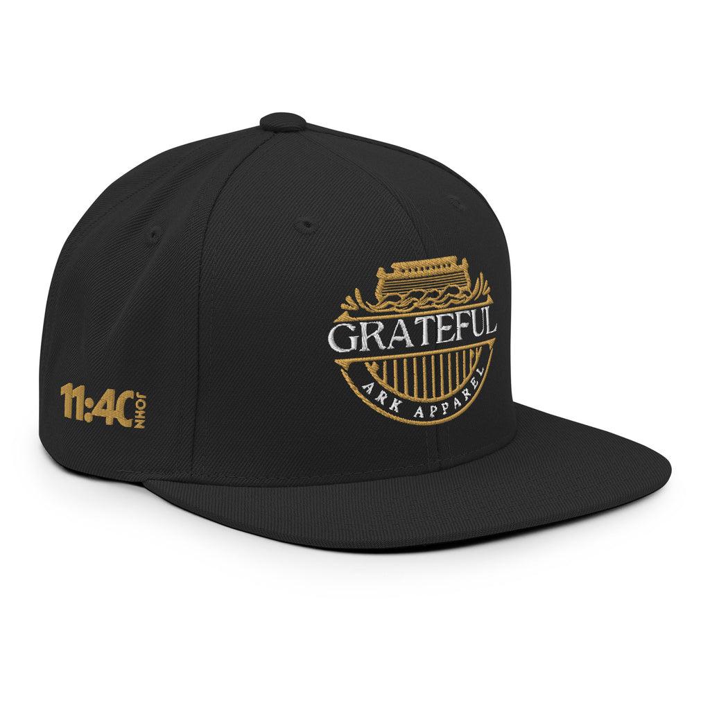 Grateful Ark Crest Snapback | Premium All Black Wool Blend