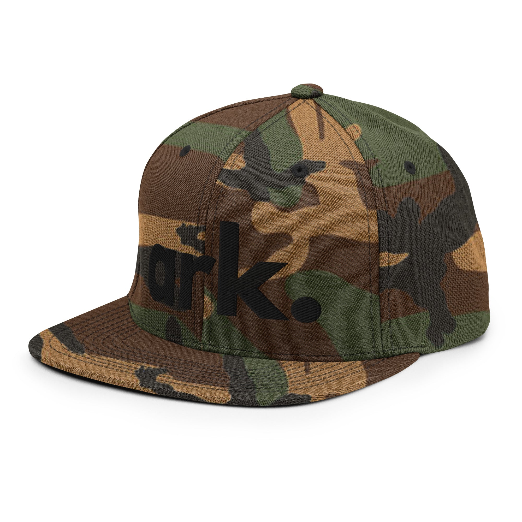 Ark Brand Logo 3D Snapback | Green Camo Flat Bill Hat