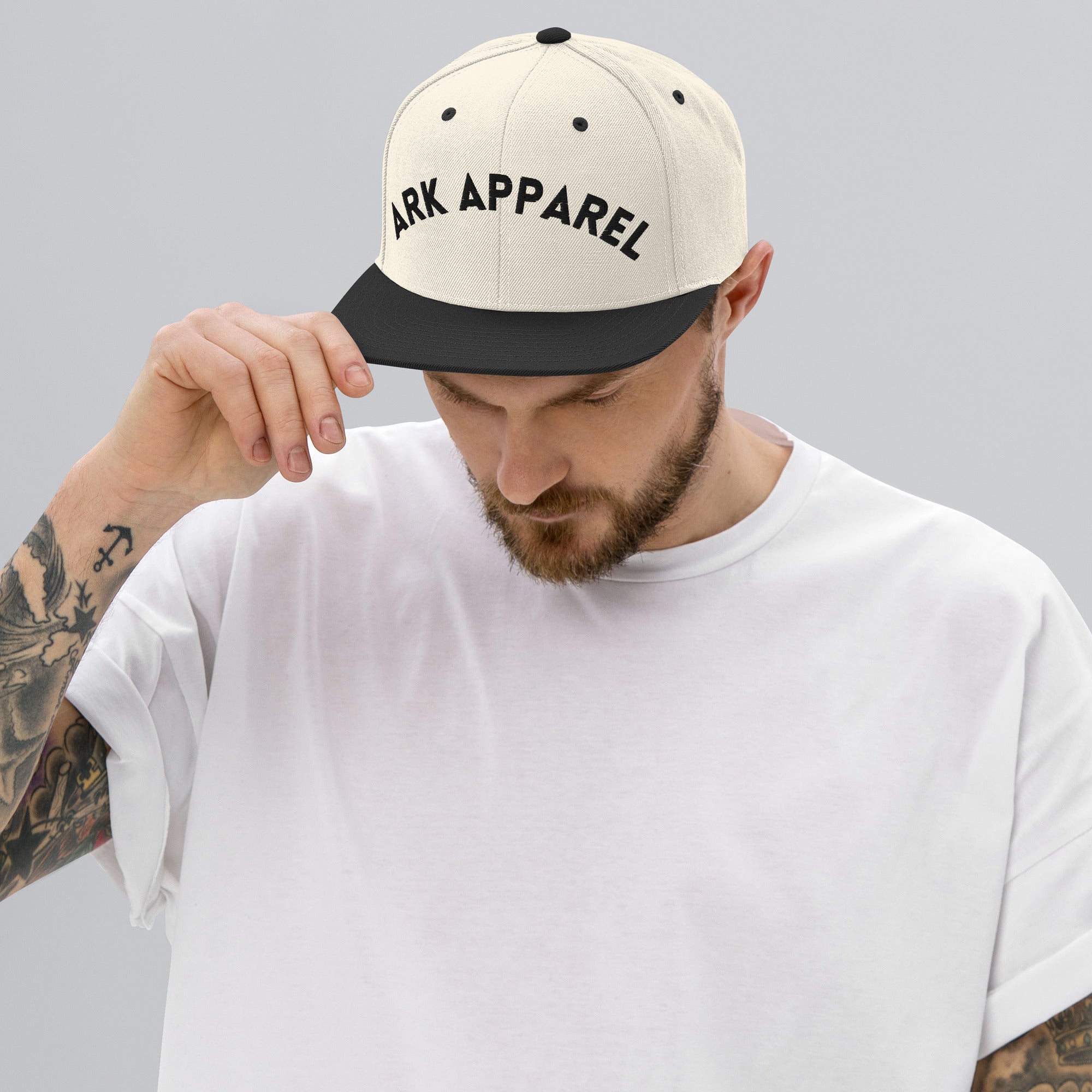 Ark Apparel Signature Snapback | Natural/Black with Side Log