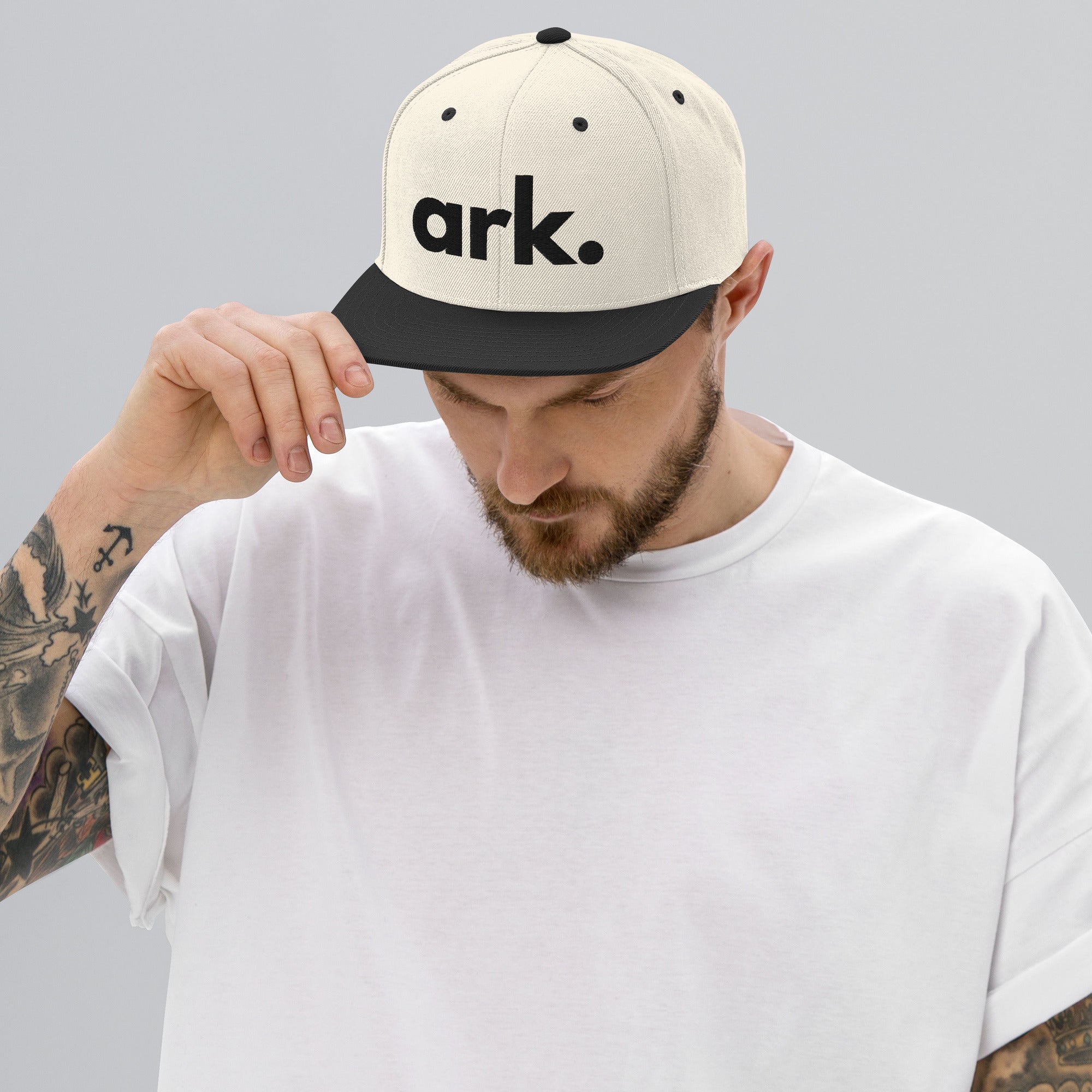 Ark Brand Logo 3D Snapback | Natural/Black Two-Tone Hat