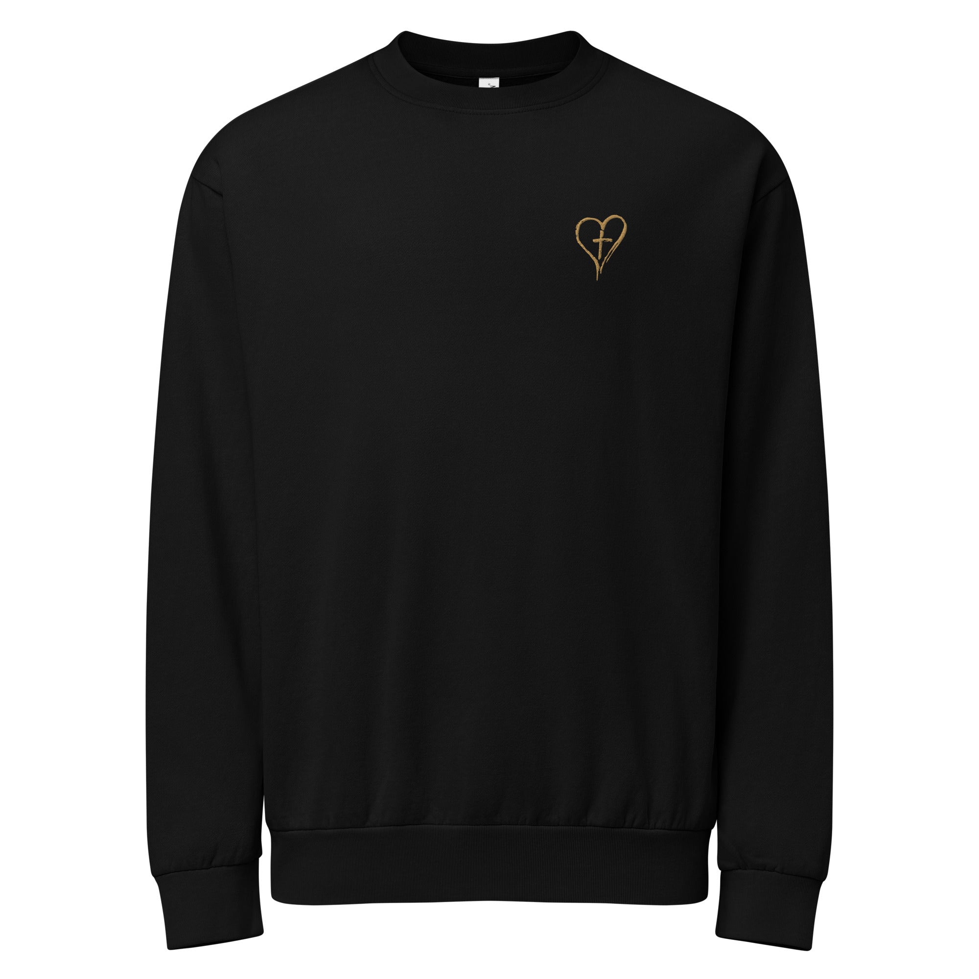 Heart & Cross Oversized Heavyweight Crewneck | Embroidered Christian Streetwear