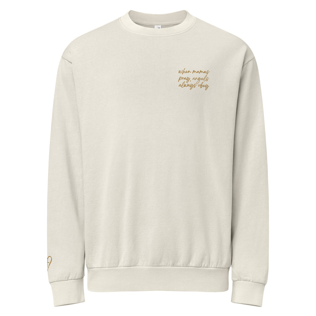When Mamas Pray Oversized Heavyweight Crewneck | Embroidered Mom Sweatshirt