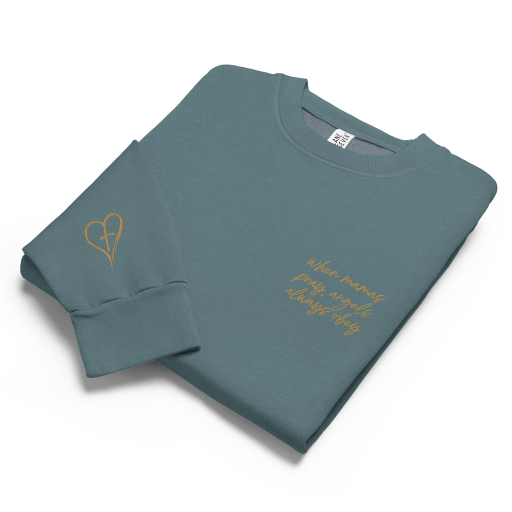 When Mamas Pray Oversized Heavyweight Crewneck | Embroidered Mom Sweatshirt