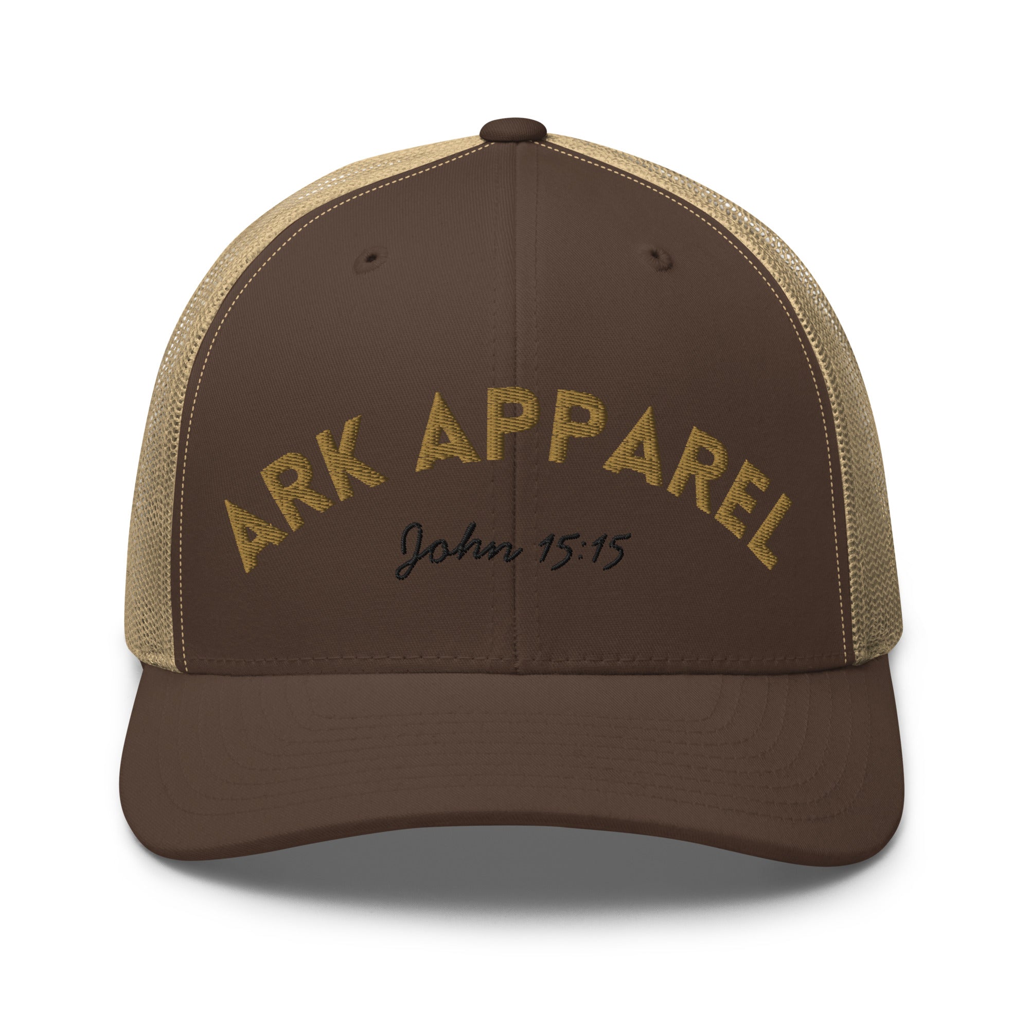 Ark Apparel Retro Trucker Hat | 3D Embroidered John 15:15 Cap