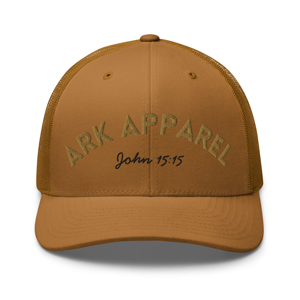Ark Apparel Retro Trucker Hat | 3D Embroidered John 15:15 Cap