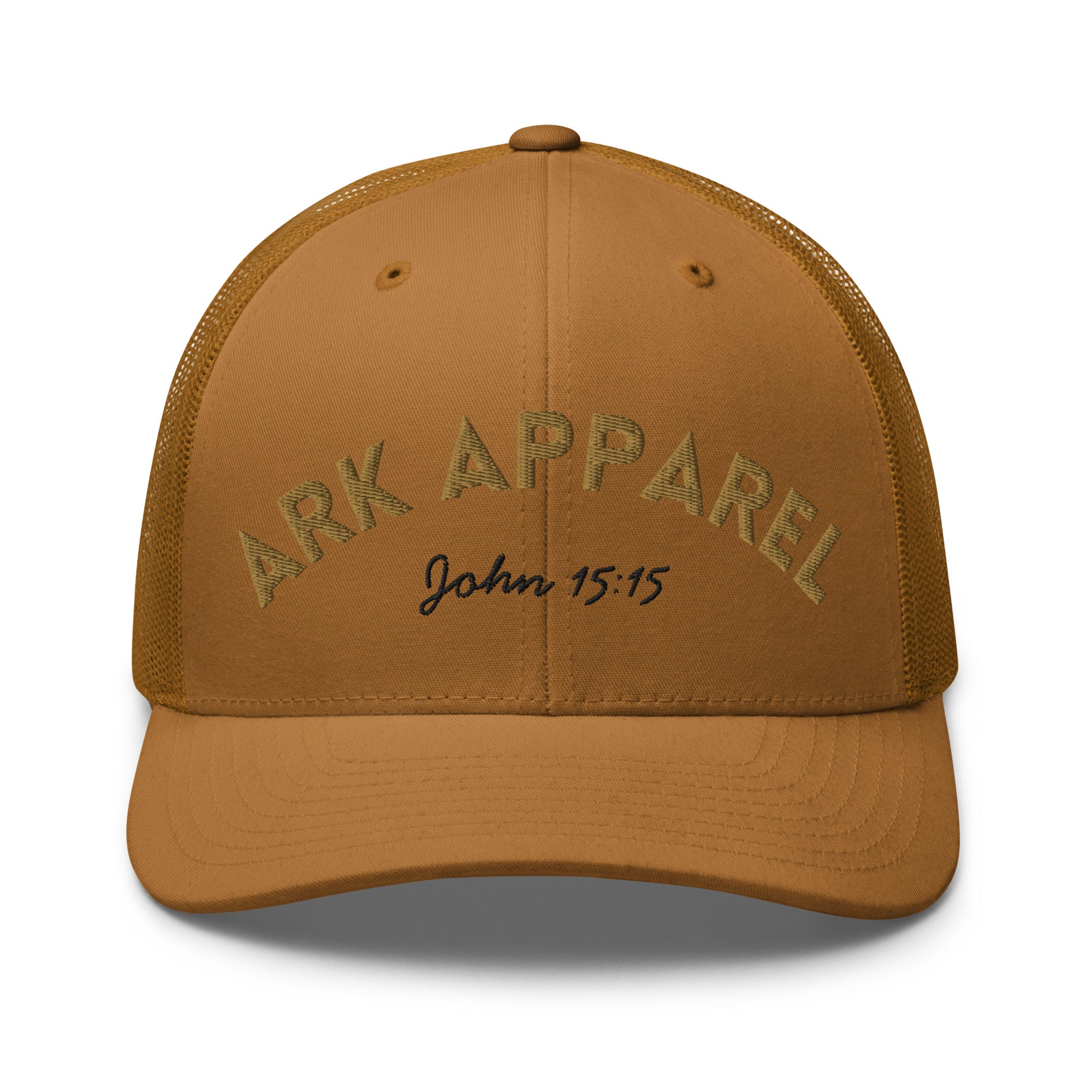 Ark Apparel Retro Trucker Hat | 3D Embroidered John 15:15 Cap