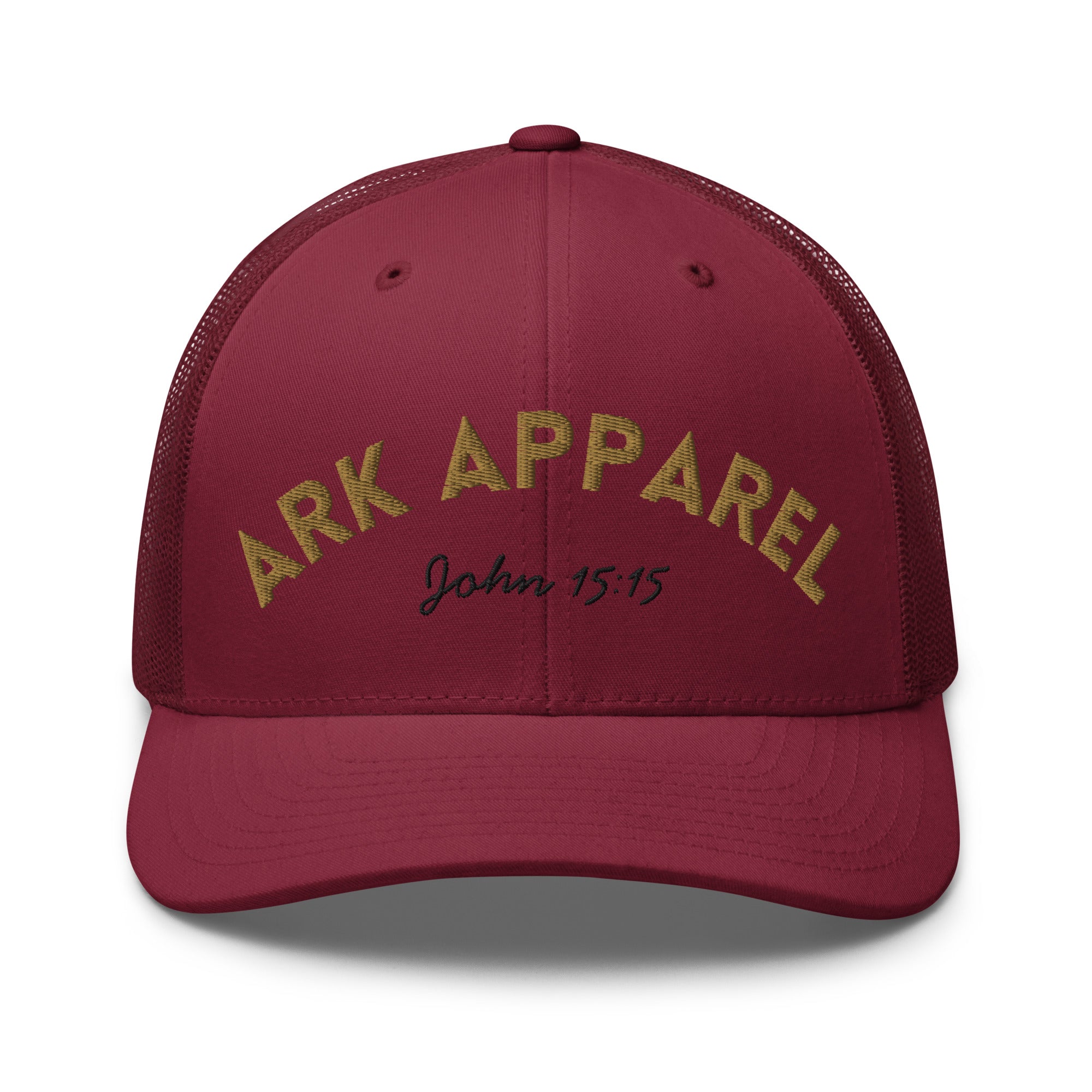 Ark Apparel Retro Trucker Hat | 3D Embroidered John 15:15 Cap
