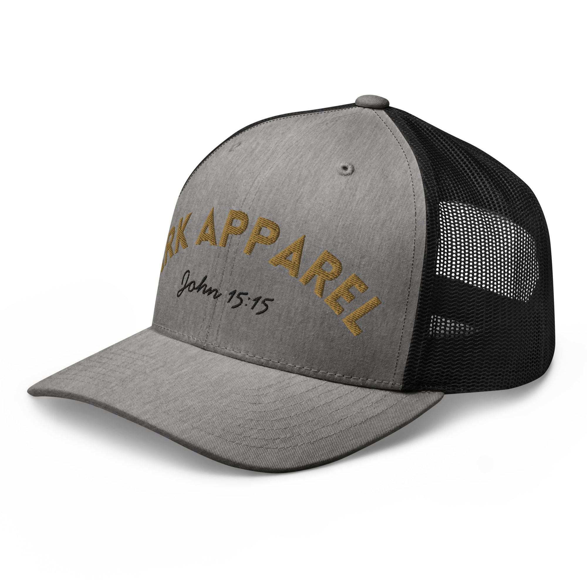 Ark Apparel Retro Trucker Hat | 3D Embroidered John 15:15 Cap