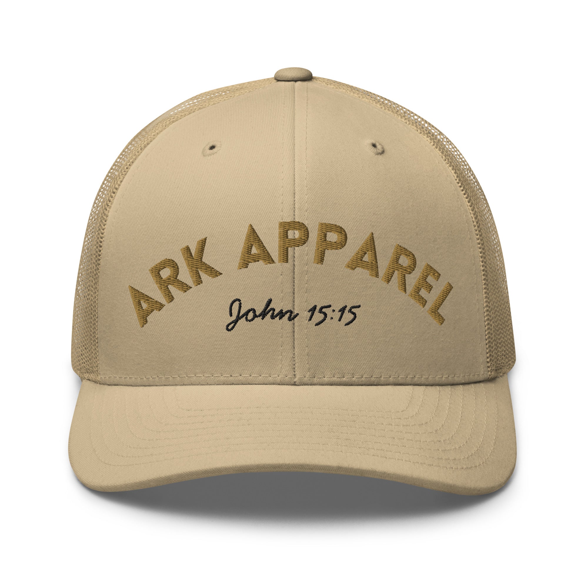 Ark Apparel Retro Trucker Hat | 3D Embroidered John 15:15 Cap