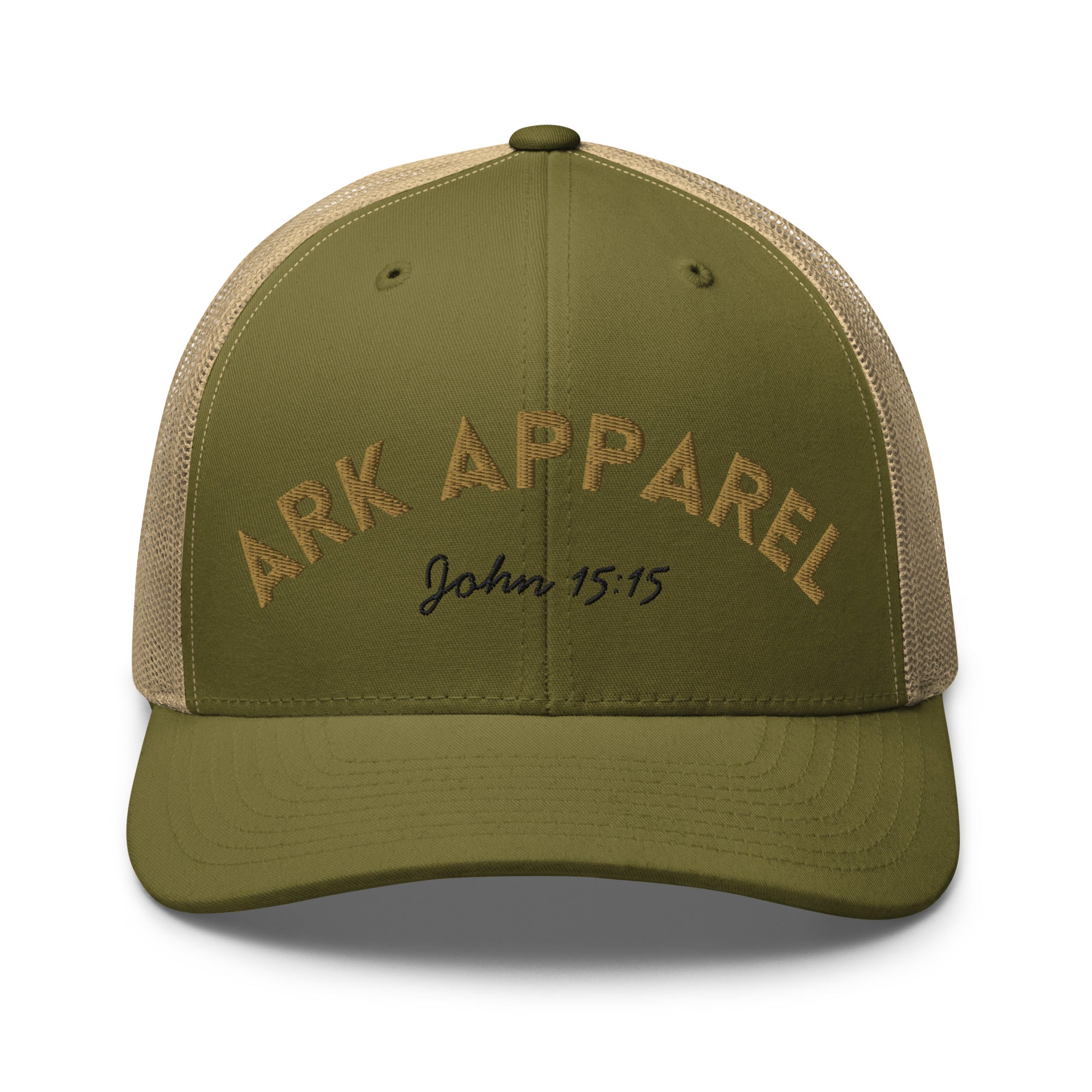 Ark Apparel Retro Trucker Hat | 3D Embroidered John 15:15 Cap