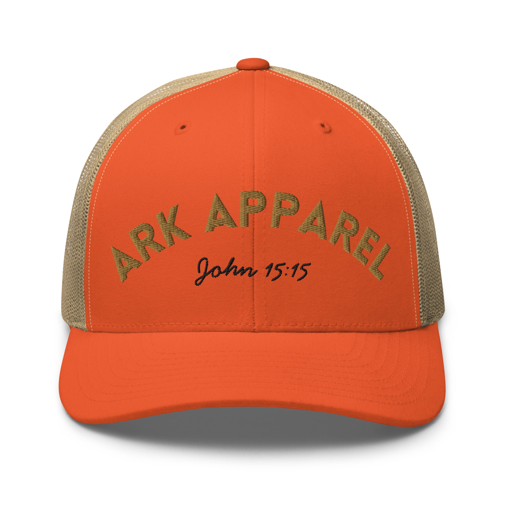 Ark Apparel Retro Trucker Hat | 3D Embroidered John 15:15 Cap