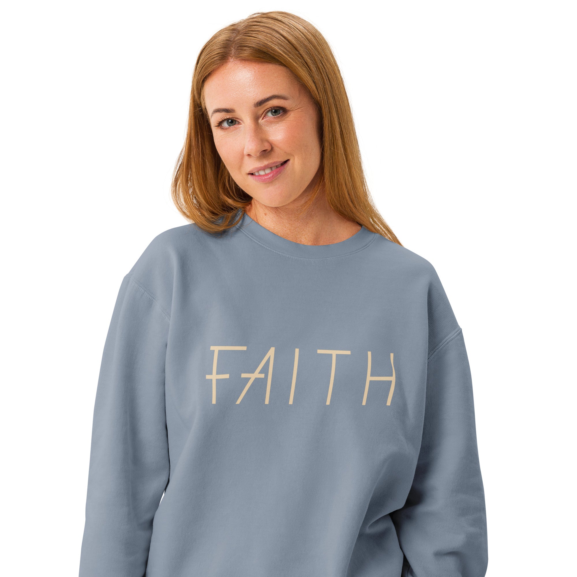 Faith & Proverbs 31:25 Garment-Dyed Sweatshirt | Front & Back Print