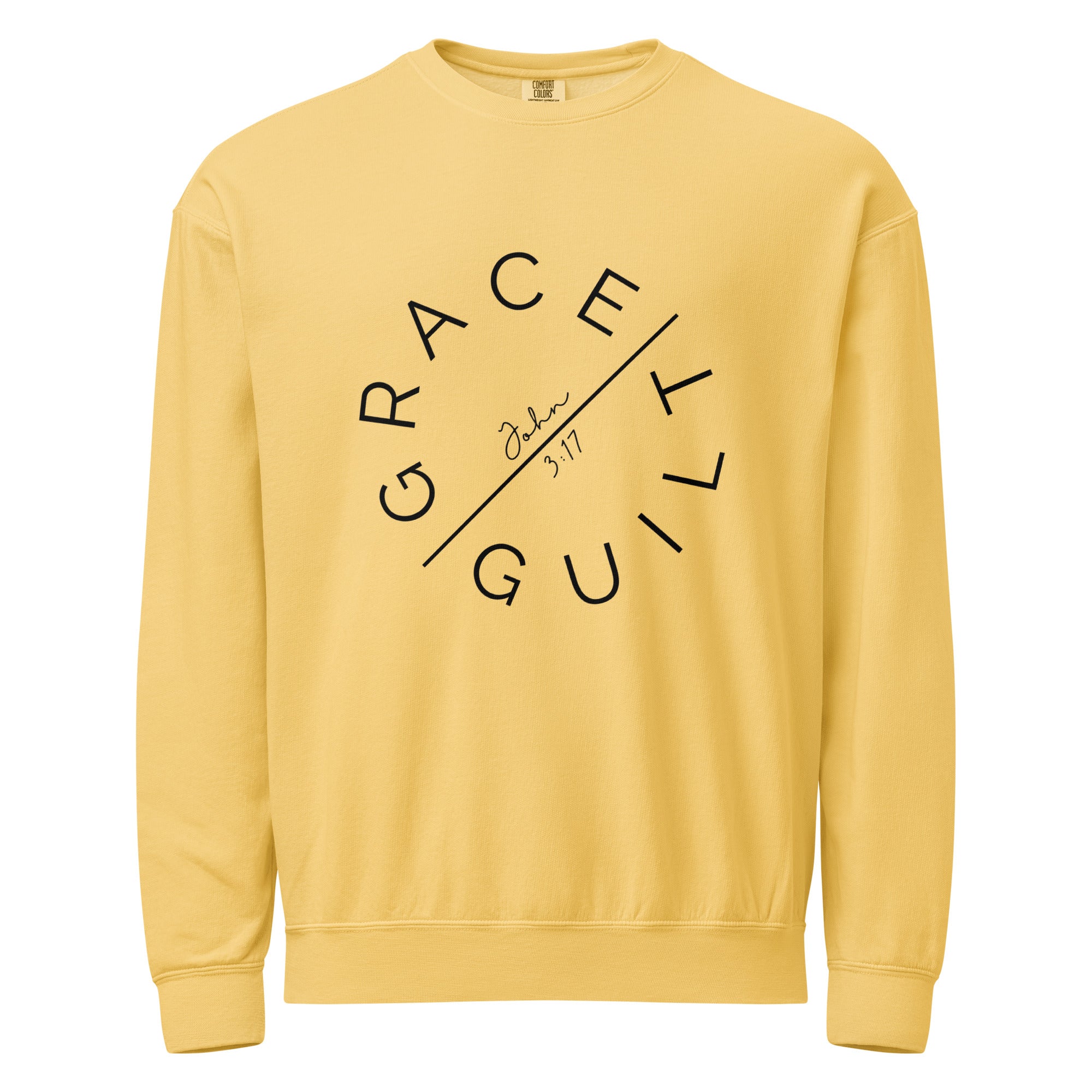 Grace Over Guilt Garment-Dyed Sweatshirt | John 3:17 Vintage Crew