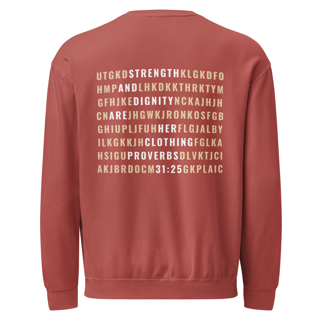 Faith & Proverbs 31:25 Garment-Dyed Sweatshirt | Front & Back Print