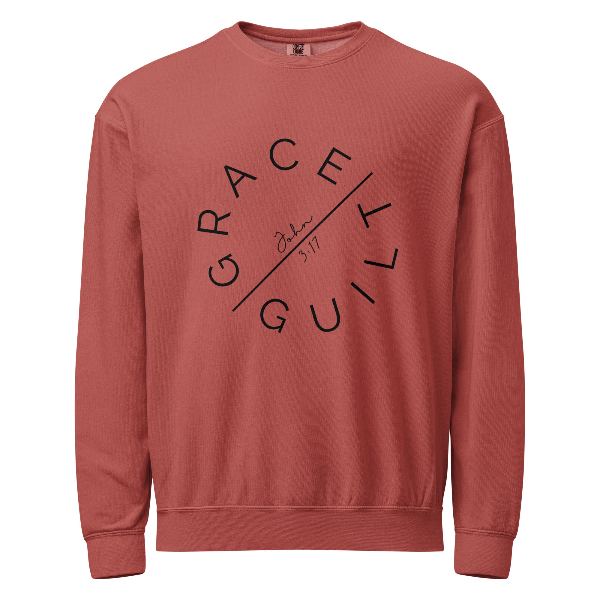 Grace Over Guilt Garment-Dyed Sweatshirt | John 3:17 Vintage Crew