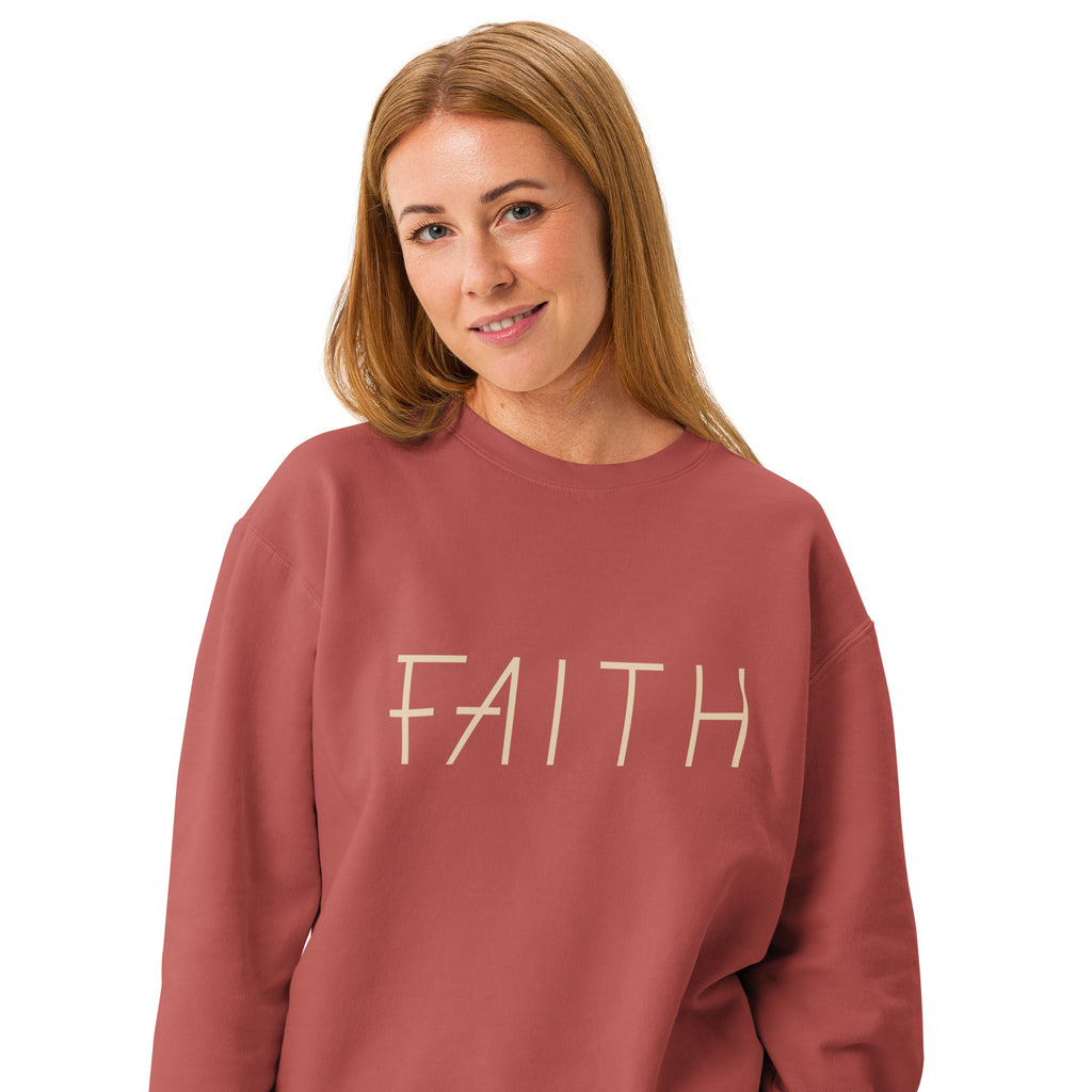 Faith & Proverbs 31:25 Garment-Dyed Sweatshirt | Front & Back Print