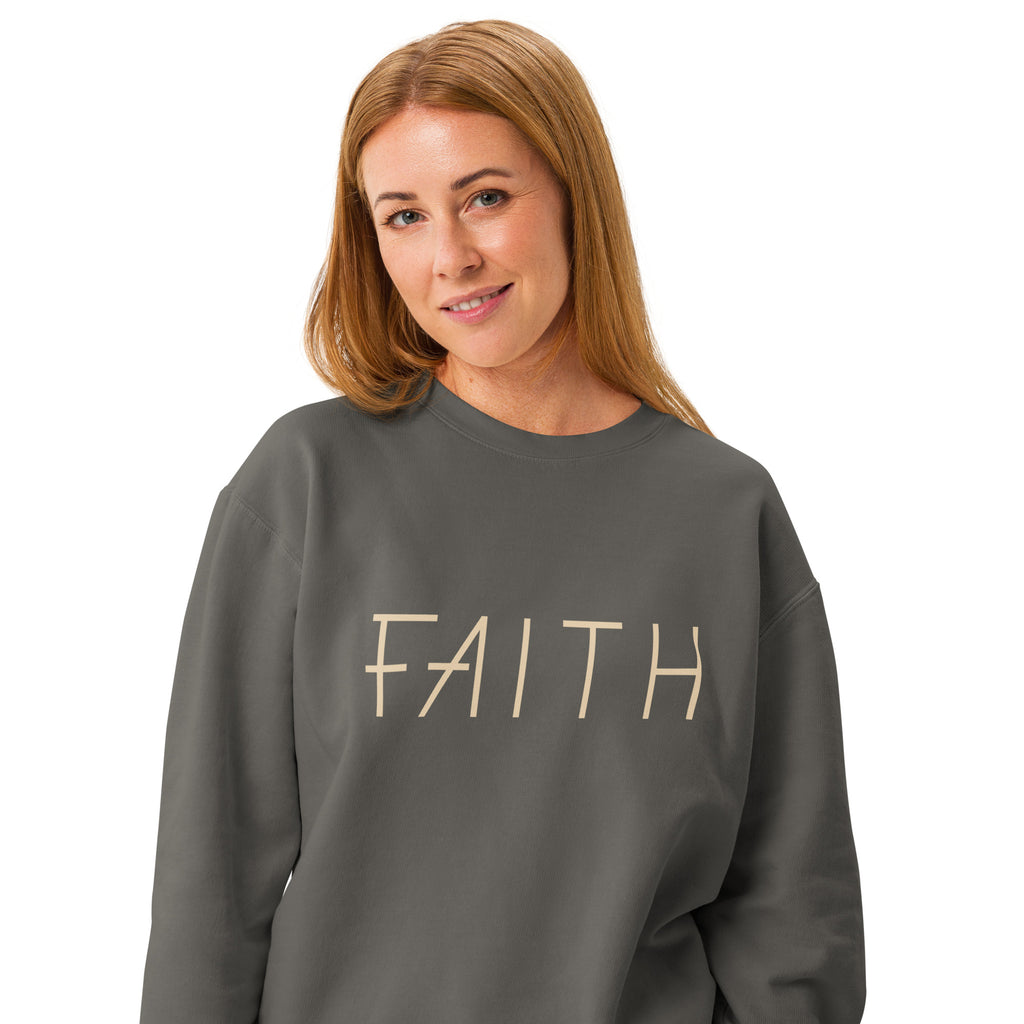 Faith & Proverbs 31:25 Garment-Dyed Sweatshirt | Front & Back Print