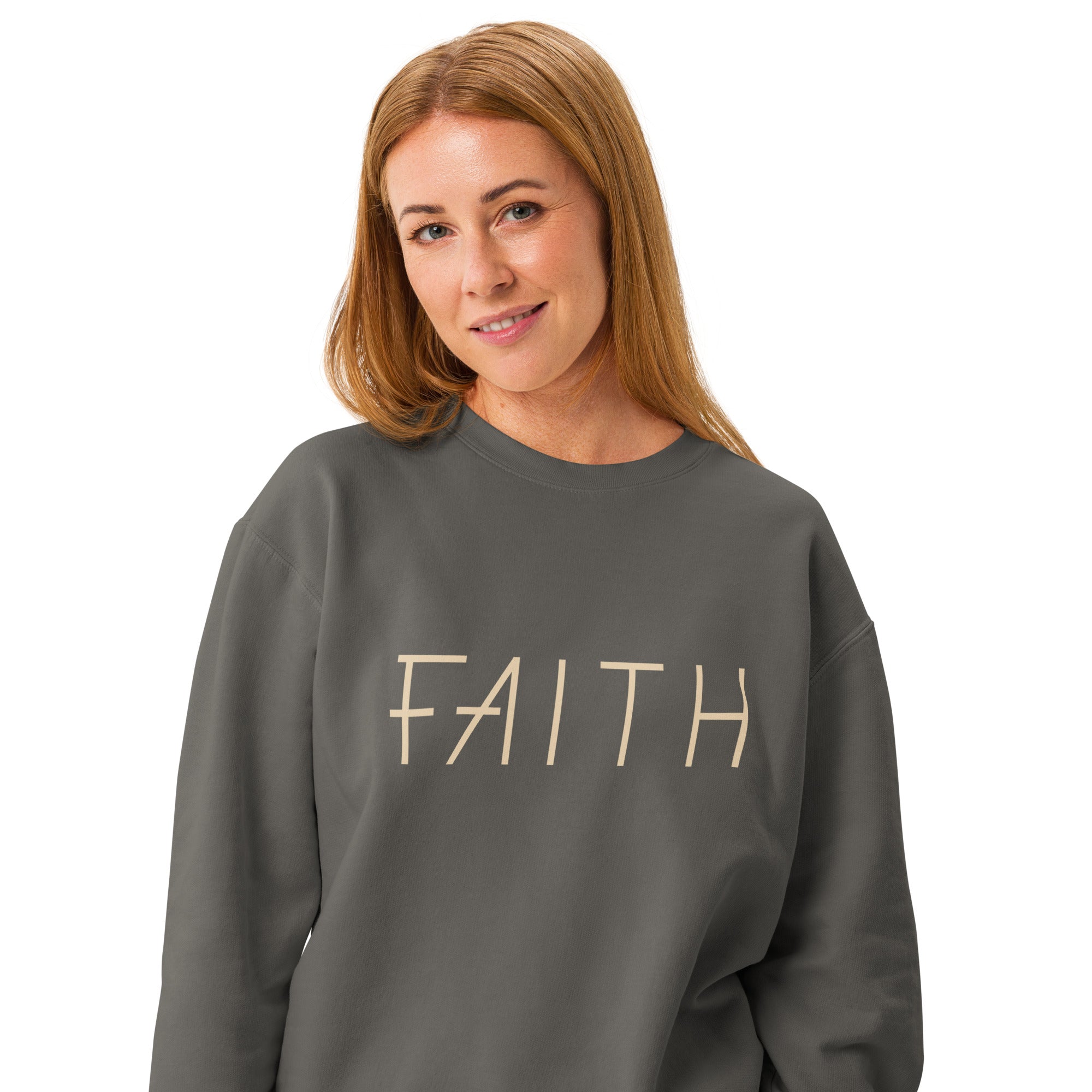 Faith & Proverbs 31:25 Garment-Dyed Sweatshirt | Front & Back Print