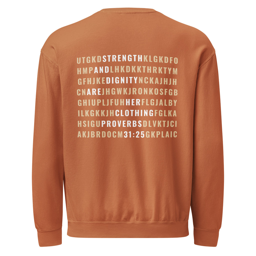 Faith & Proverbs 31:25 Garment-Dyed Sweatshirt | Front & Back Print