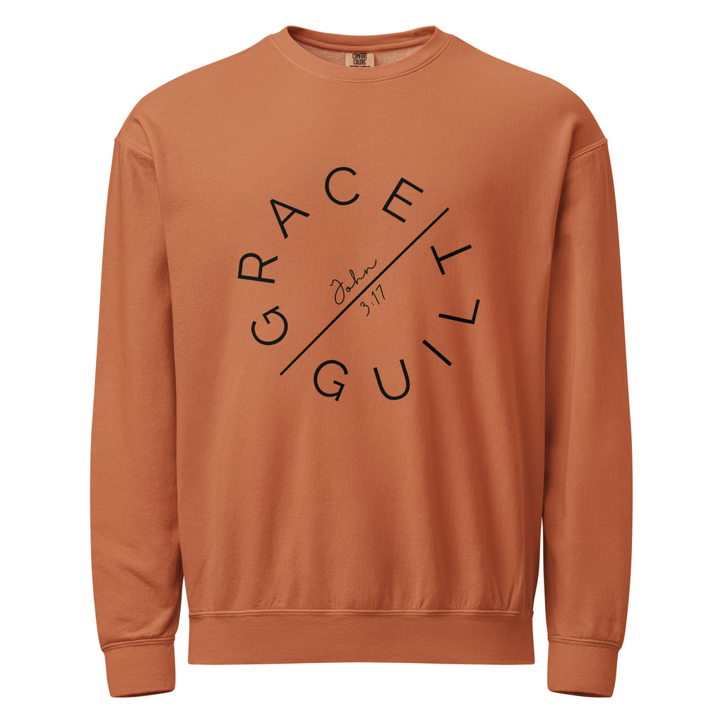 Grace Over Guilt Garment-Dyed Sweatshirt | John 3:17 Vintage Crew