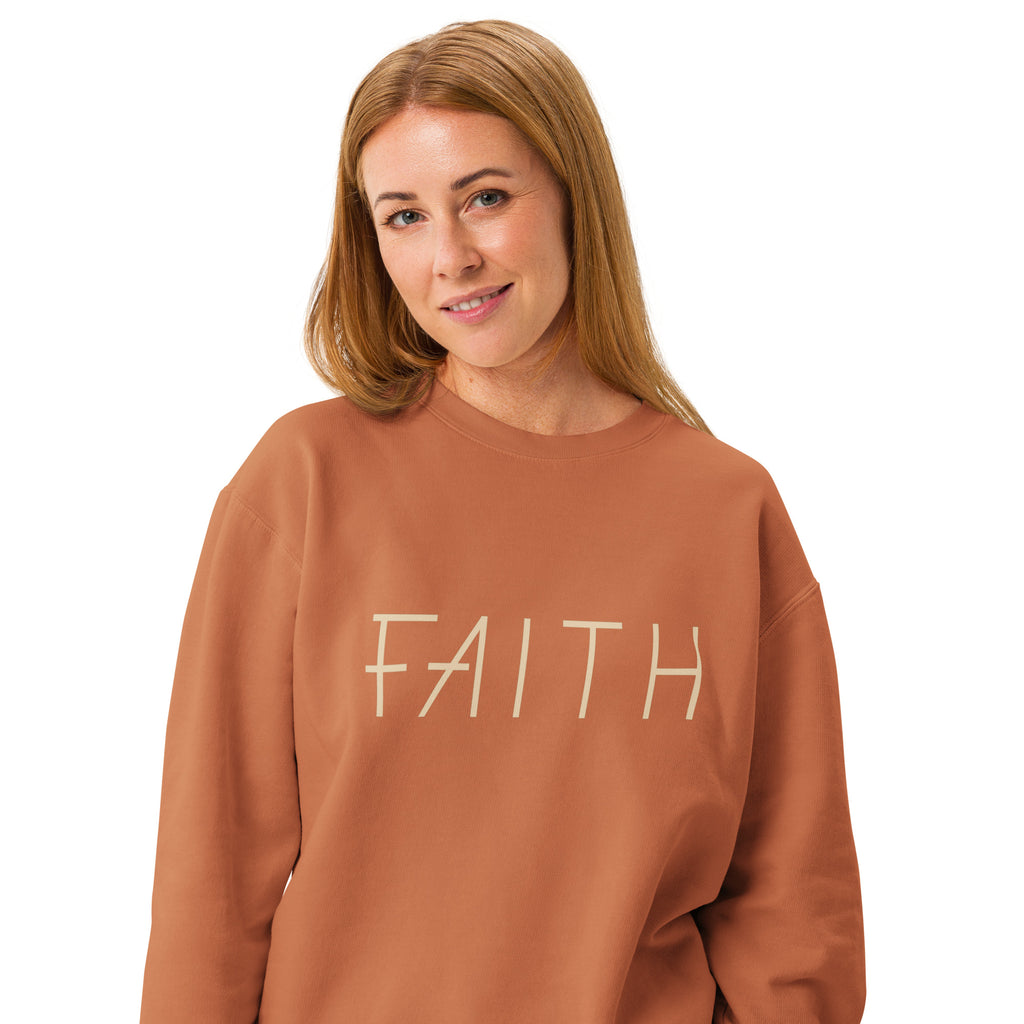 Faith & Proverbs 31:25 Garment-Dyed Sweatshirt | Front & Back Print