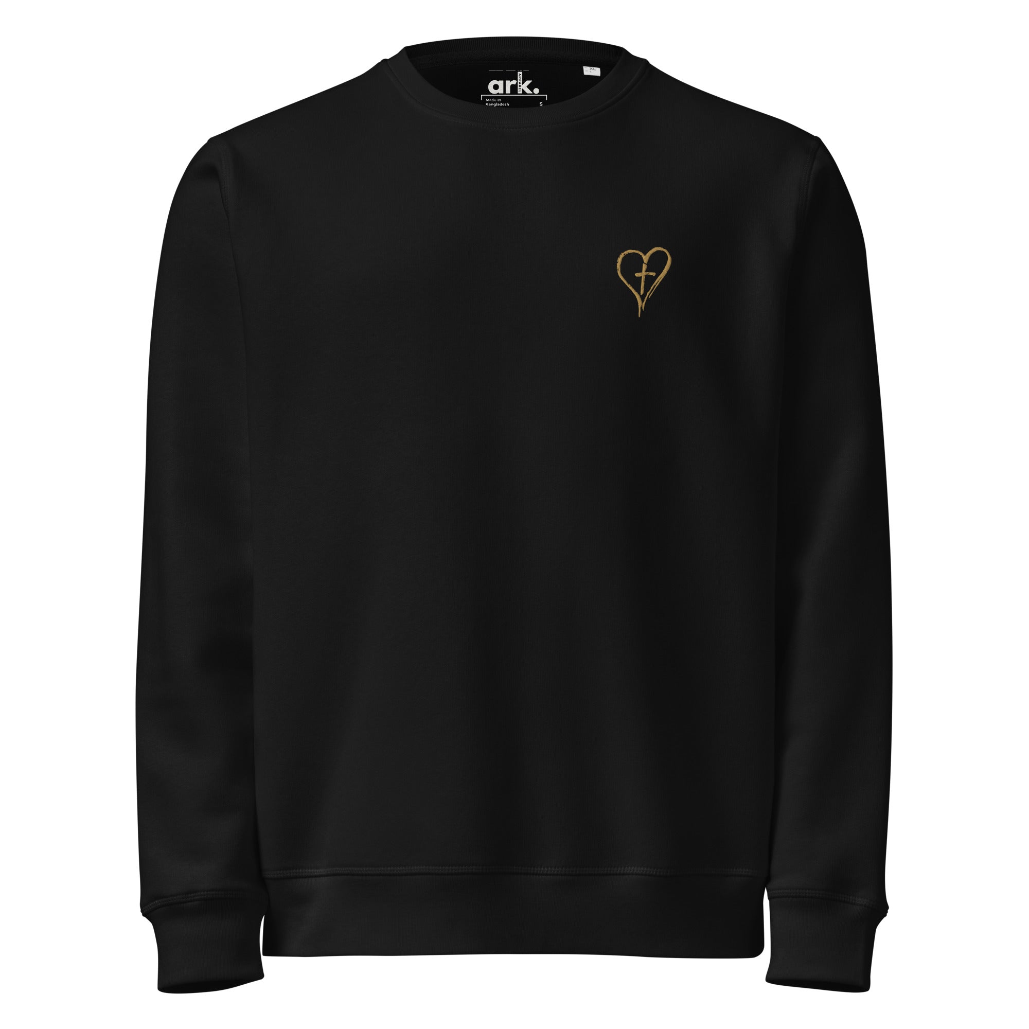 Heart & Cross Organic Sweatshirt | Minimalist Left Chest Embroidery