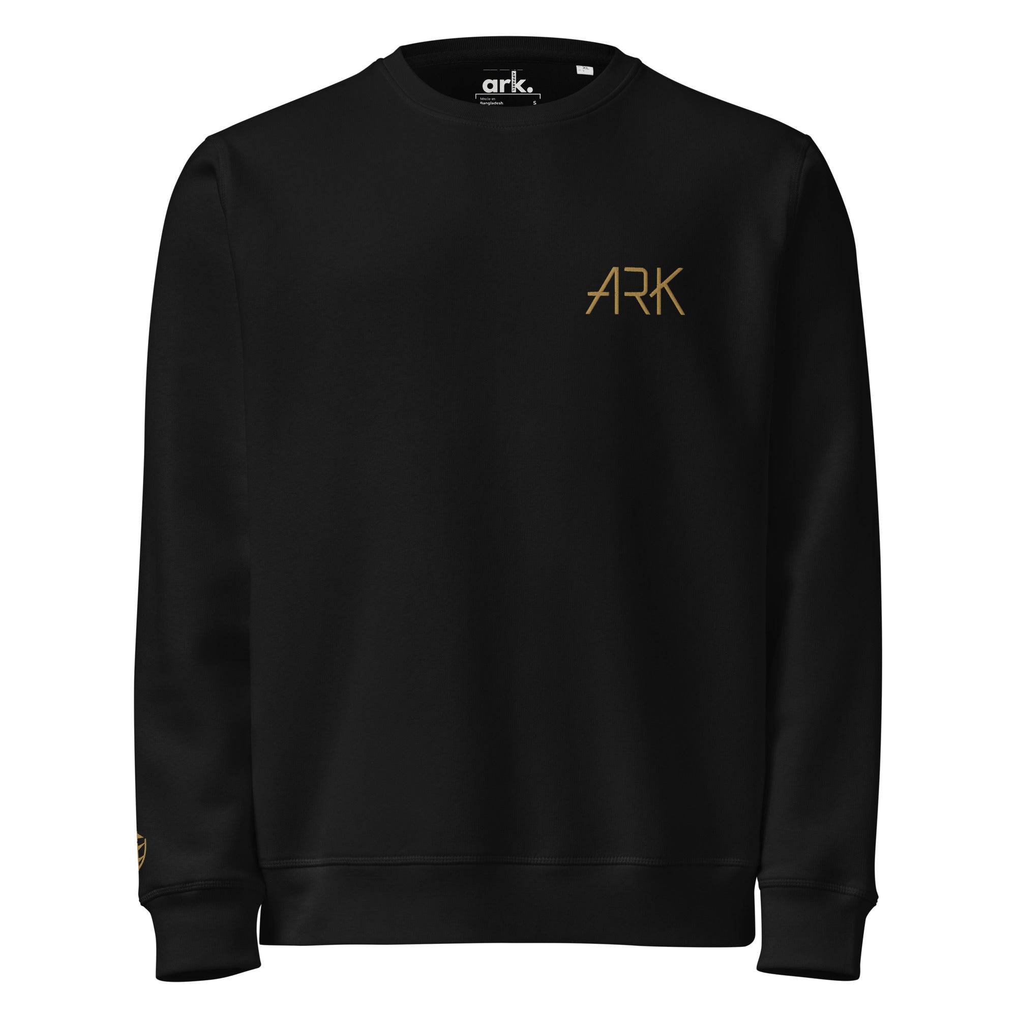 Men Crew Neck Sweatshirt with ARK Front Embroidery Long Sleeve