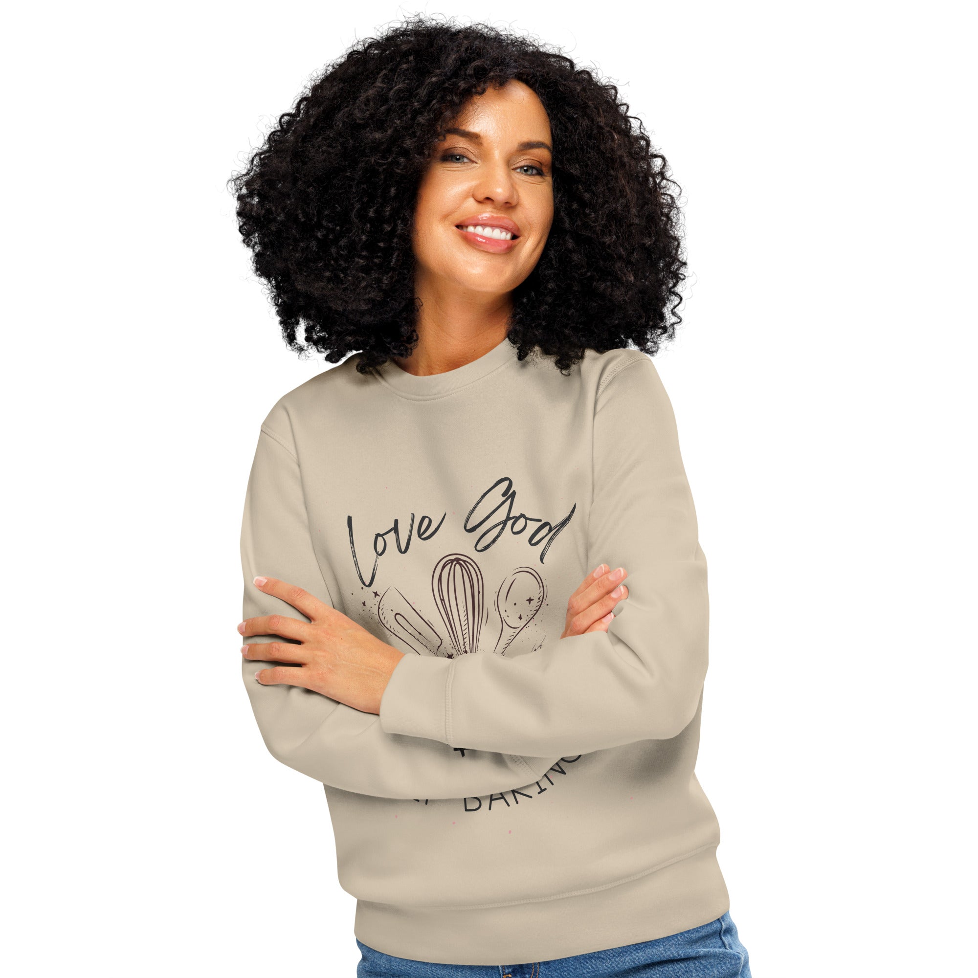 Love God & Keep Baking Organic Sweatshirt | Christian Baker Crewneck